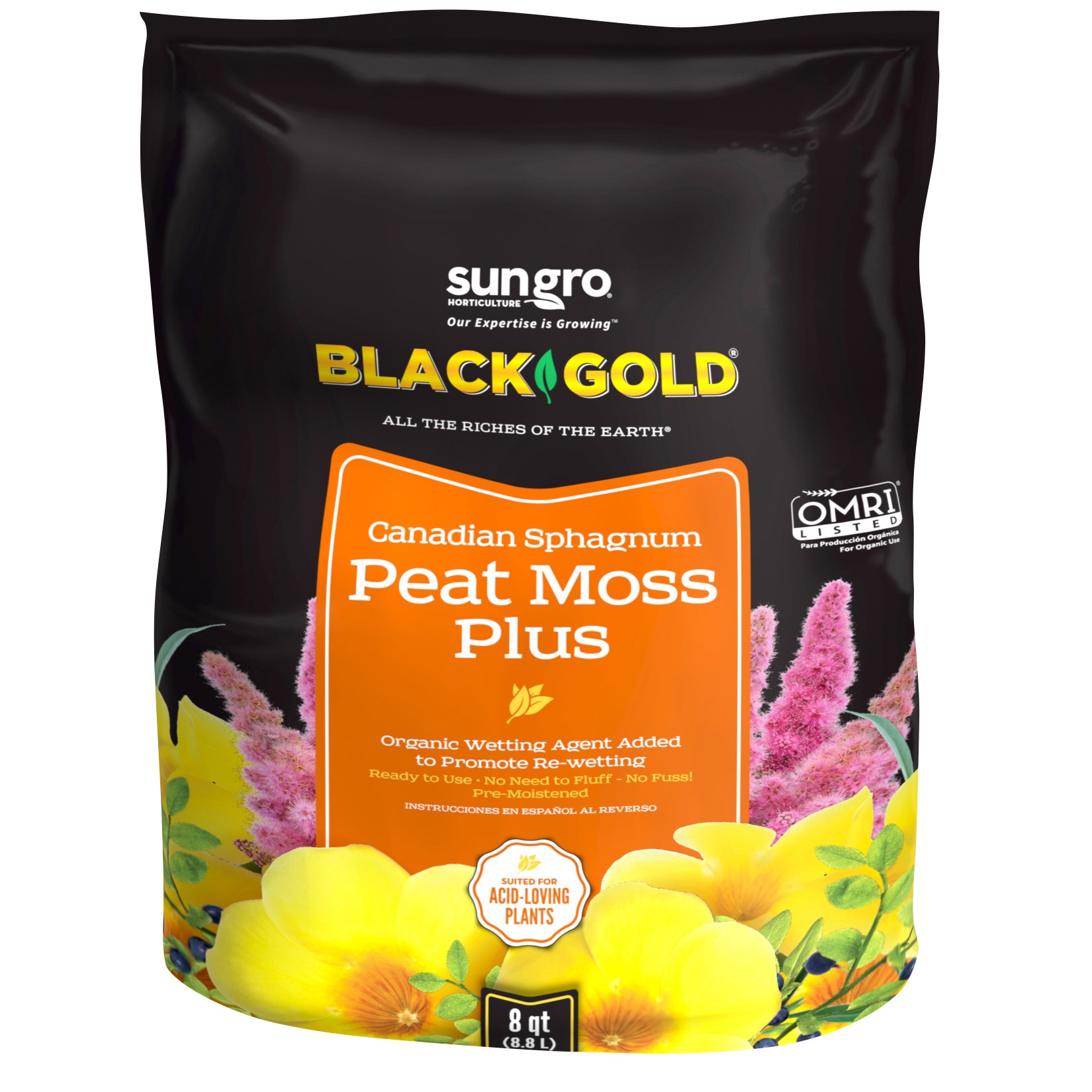 Black Gold Peat Moss Plus 8qt — priced per each; minimum 8; multiples of 8