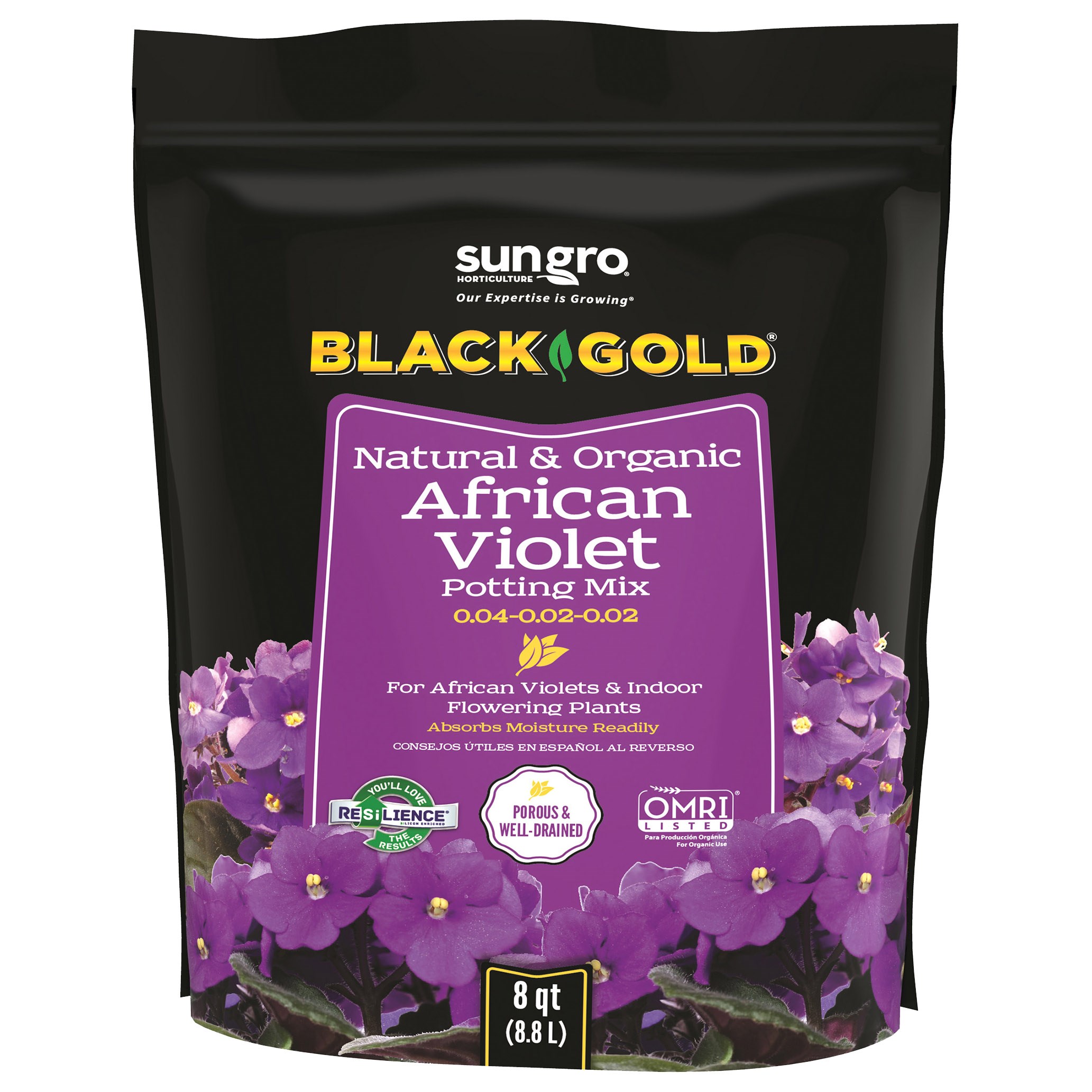 Black Gold African Violet Mix 8qt — priced per each; minimum 8; multiples of 8