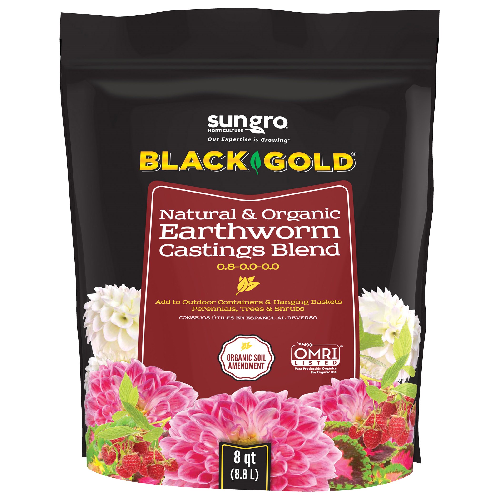 Black Gold Earthworm Castings 8qt — priced per each; minimum 4; multiples of 4