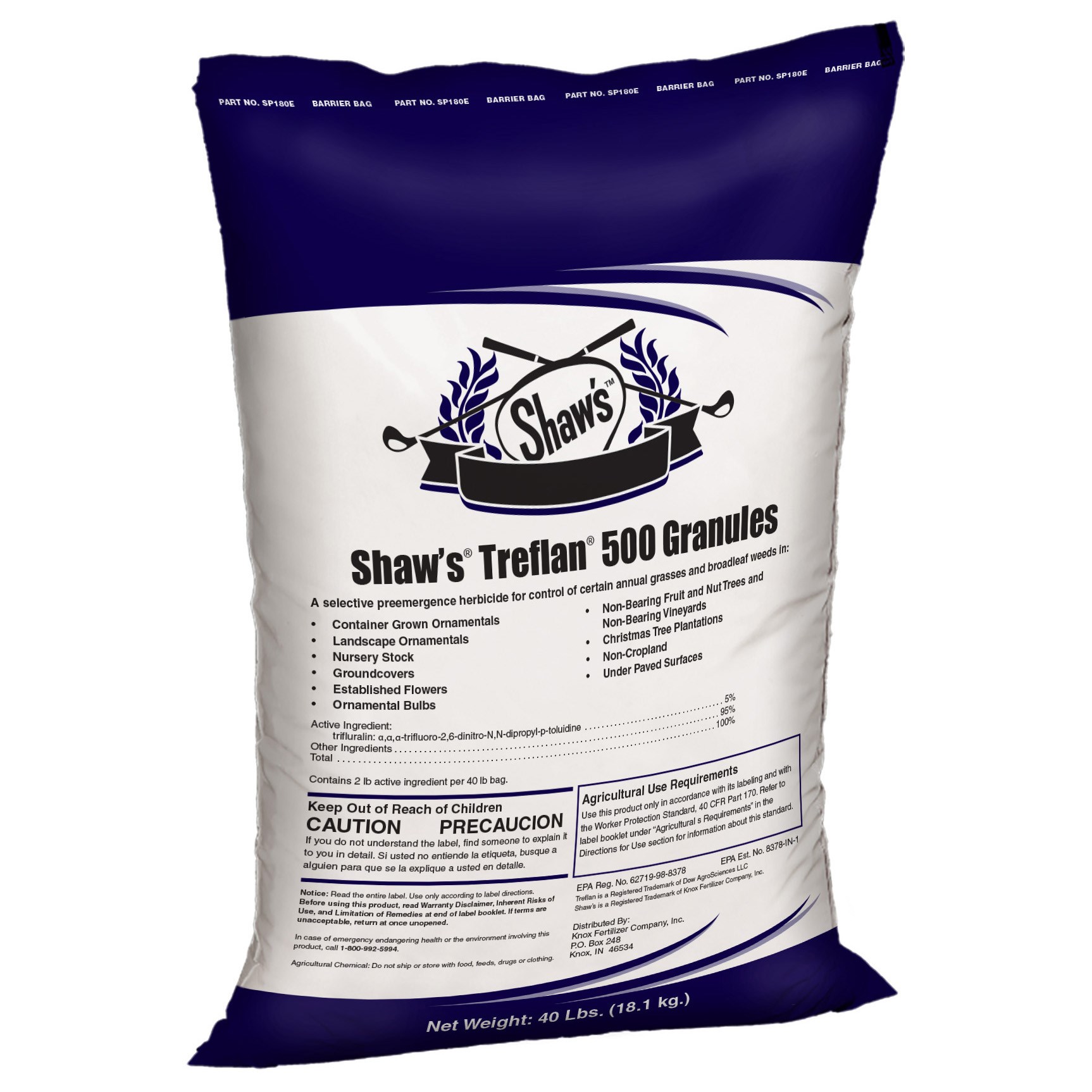 Shaws Treflan 500 5% Granular Annual Weed Control 40Lb — Single Unit