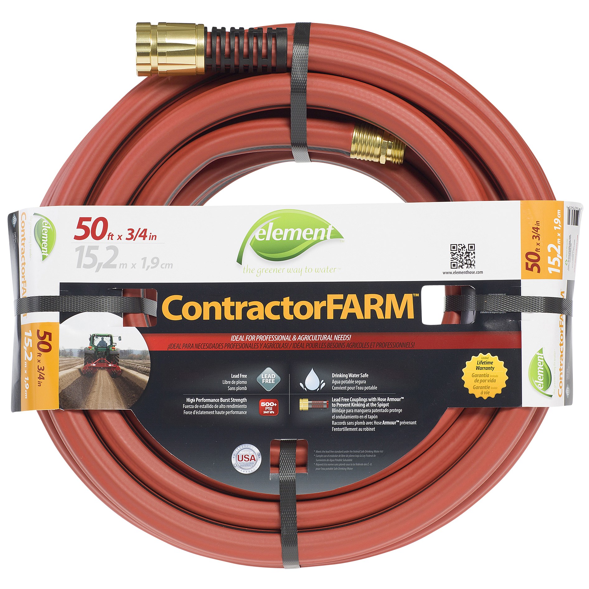 Element 3/4"x50' Contractor Farm Hose — priced per each; minimum 5; multiples of 5