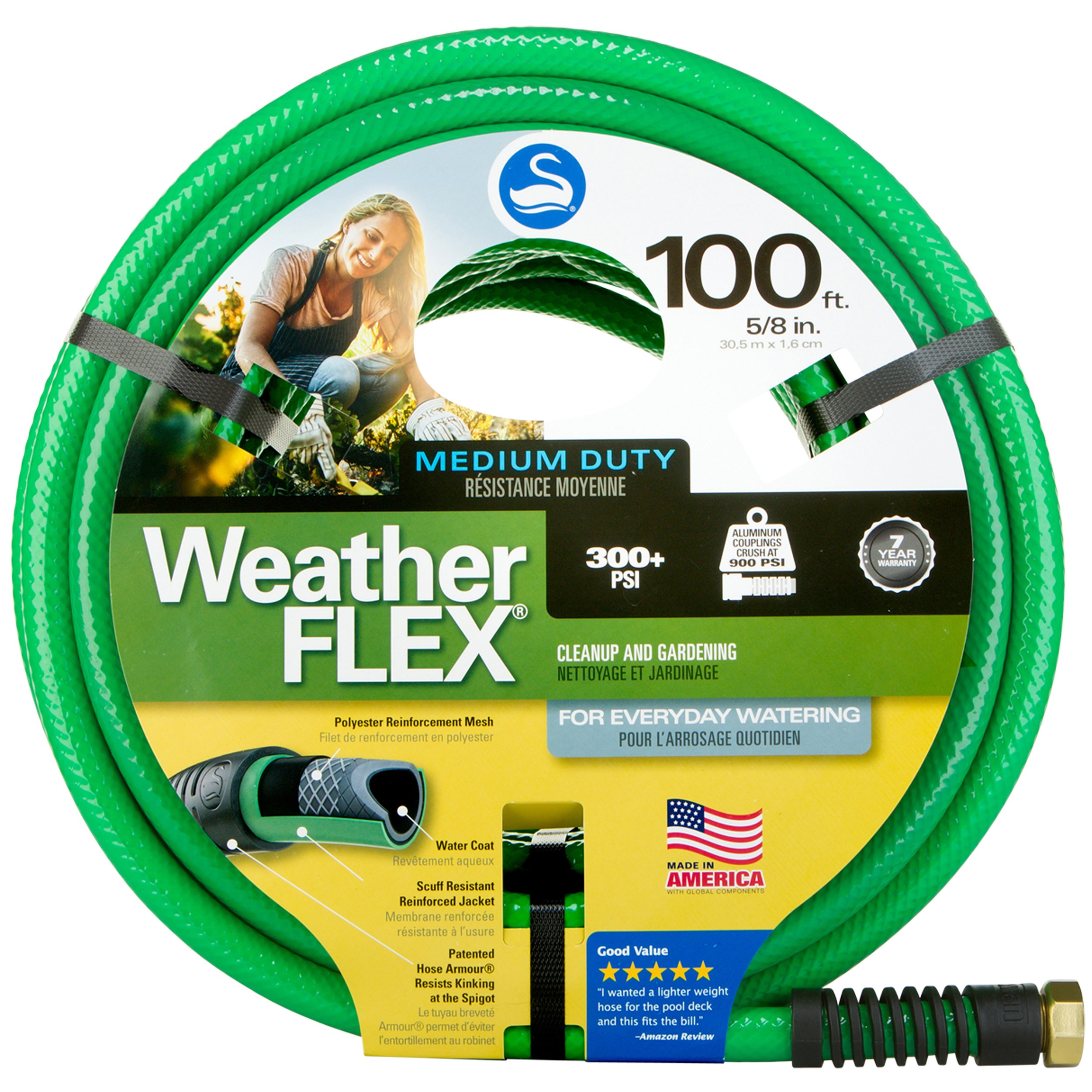 Swan 5/8"x100' WeatherFlex Medium Duty Hose — priced per each; minimum 3; multiples of 3