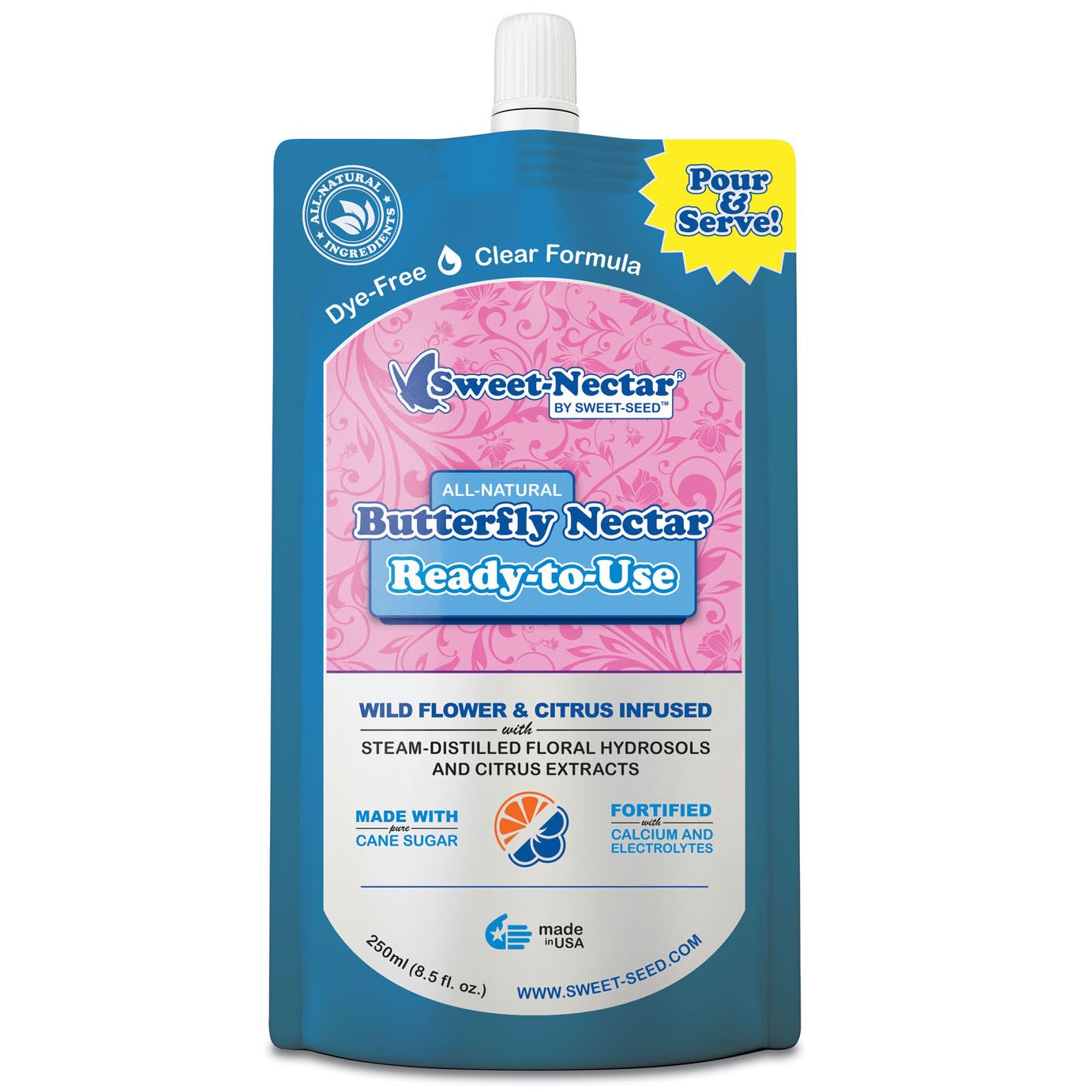 Sweet Seed 250ml Butterfly Nectar Pouch Ready to Use — priced per each; minimum 12; multiples of 12