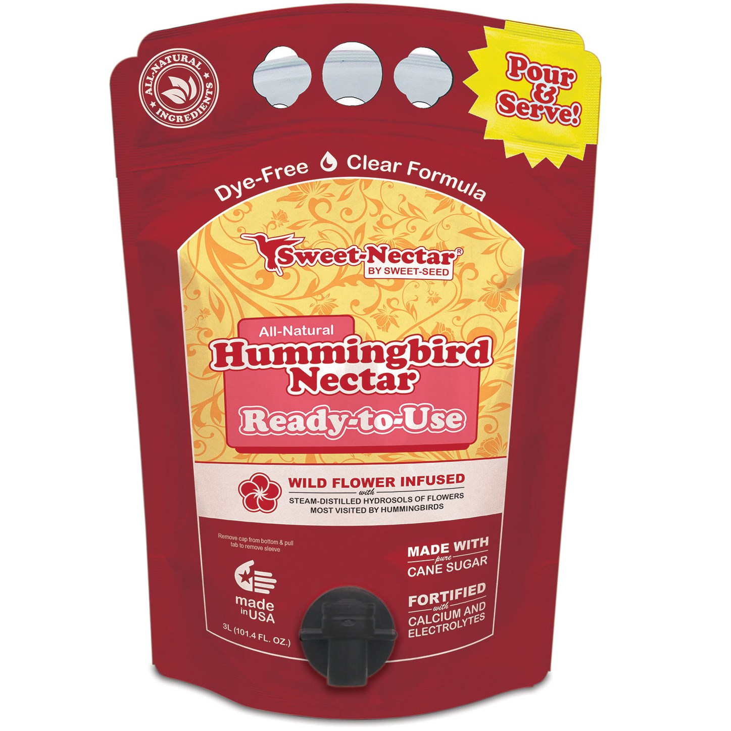 Sweet Seed 3L Hummingbird Nectar Pouch Ready to Use — priced per each; minimum 6; multiples of 6