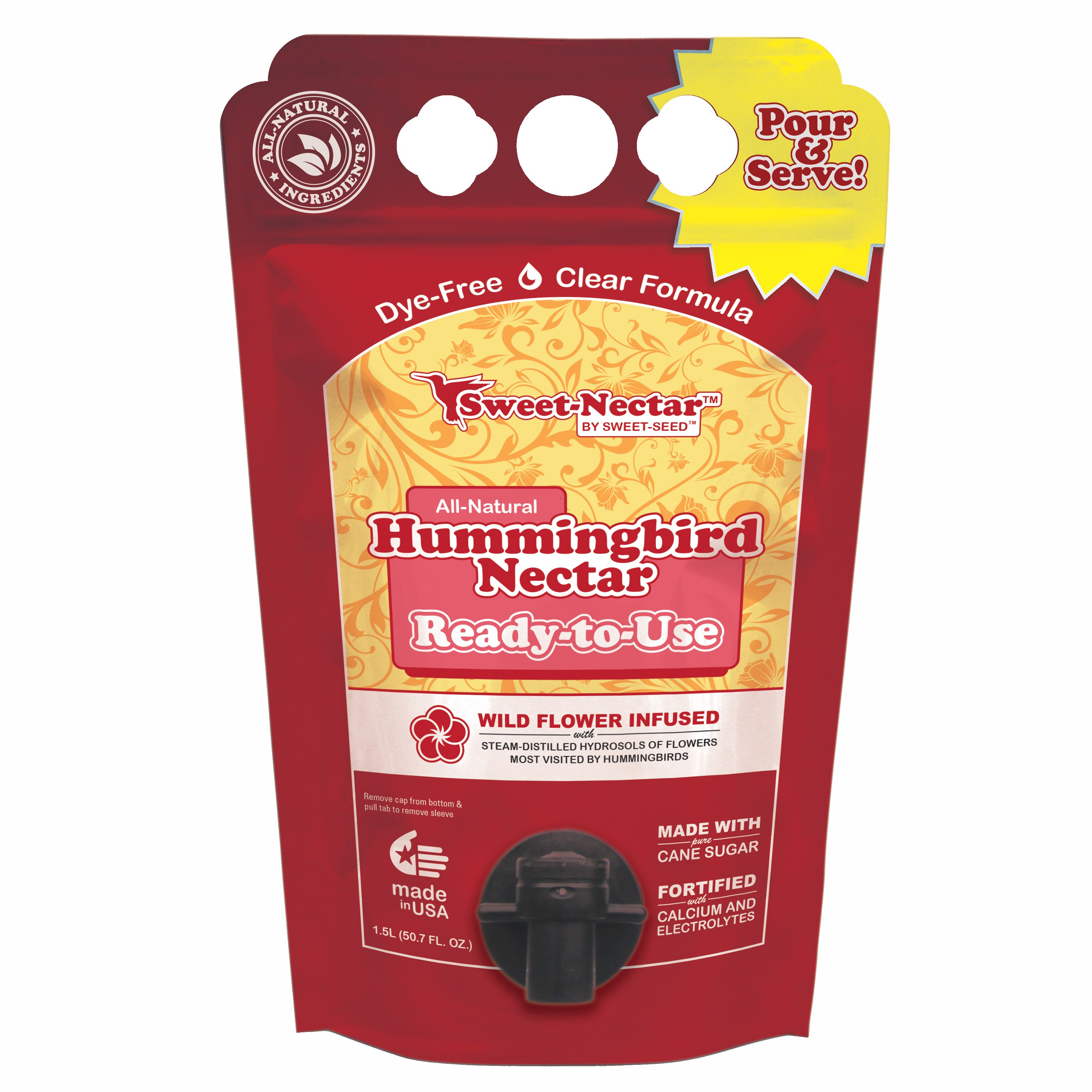 Sweet Seed 1.5L Hummingbird Nectar Pouch Ready to Use — Single Unit