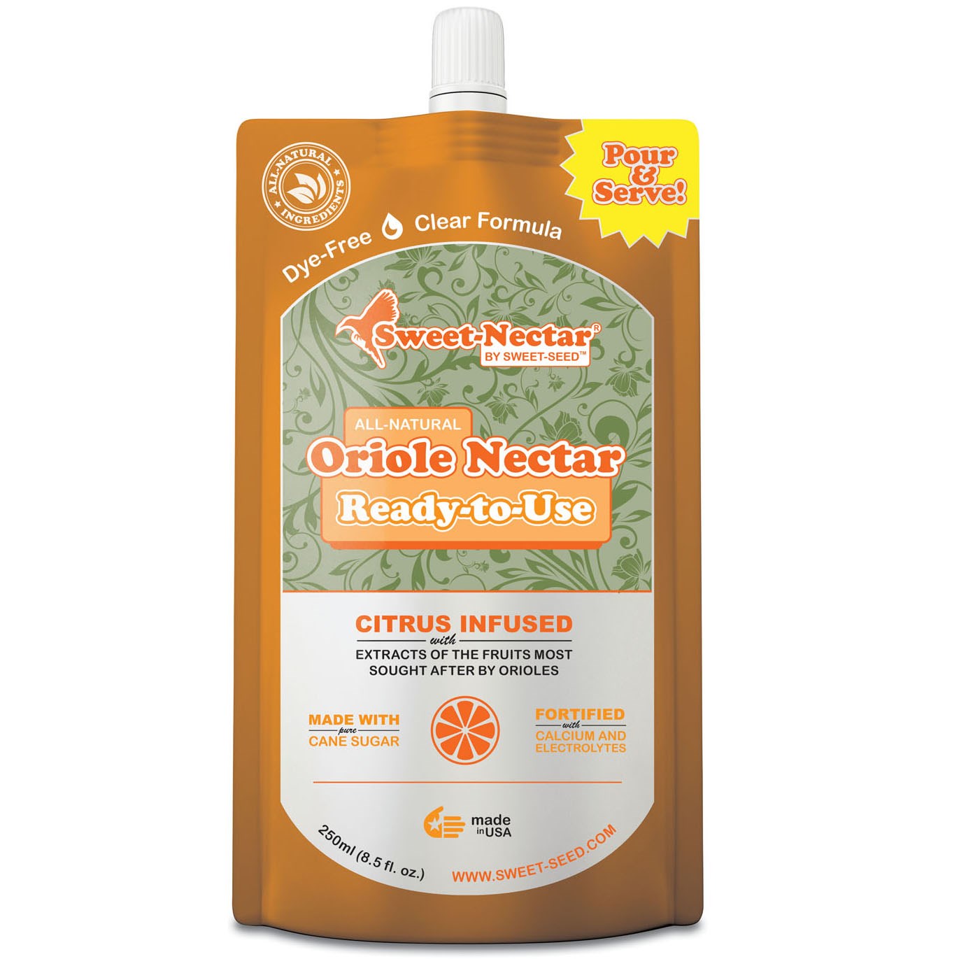 Sweet Seed 250ml Oriole Nectar Pouch Ready to Use — priced per each; minimum 12; multiples of 12