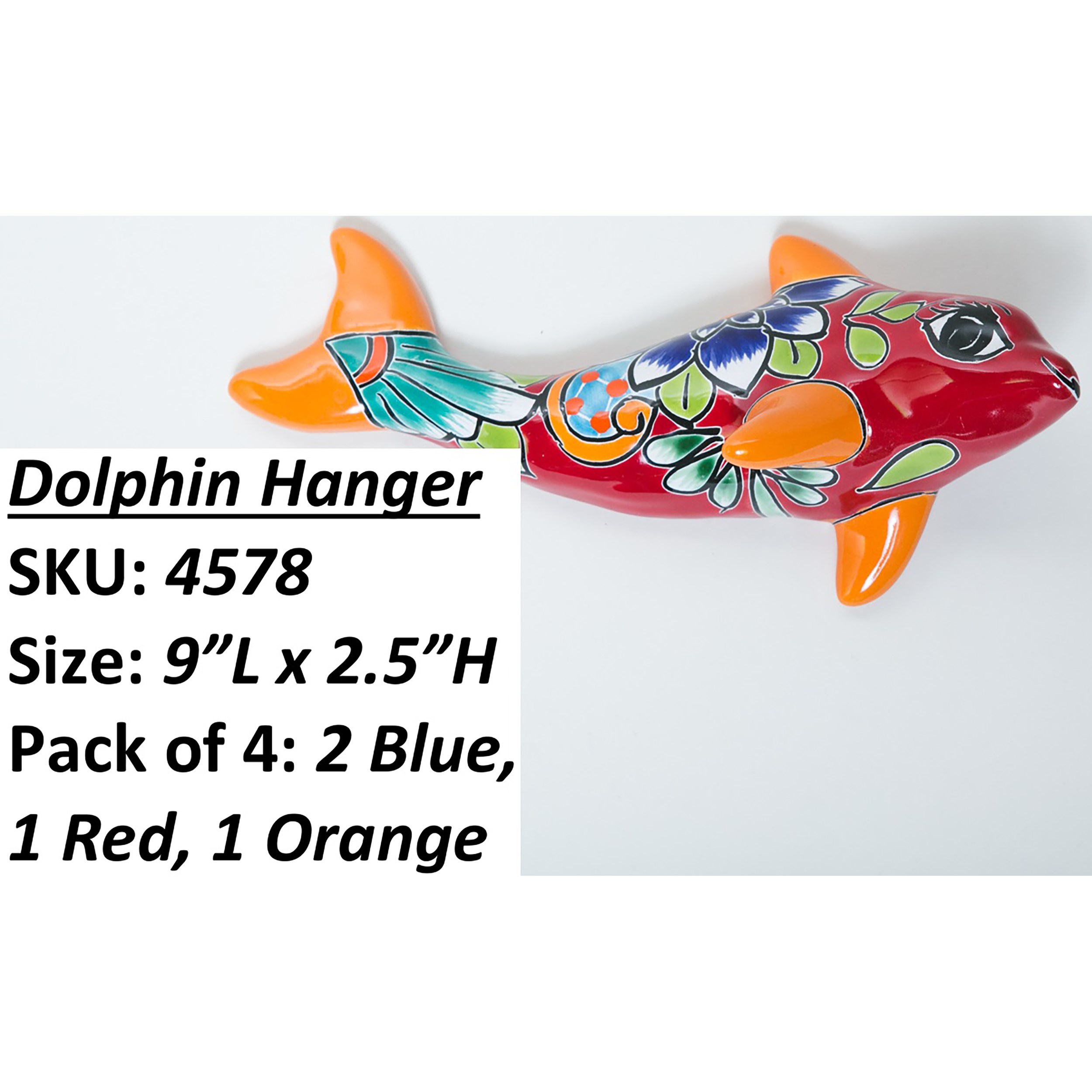 Talavera 2.5"H x 7"L Dolphin Hanger