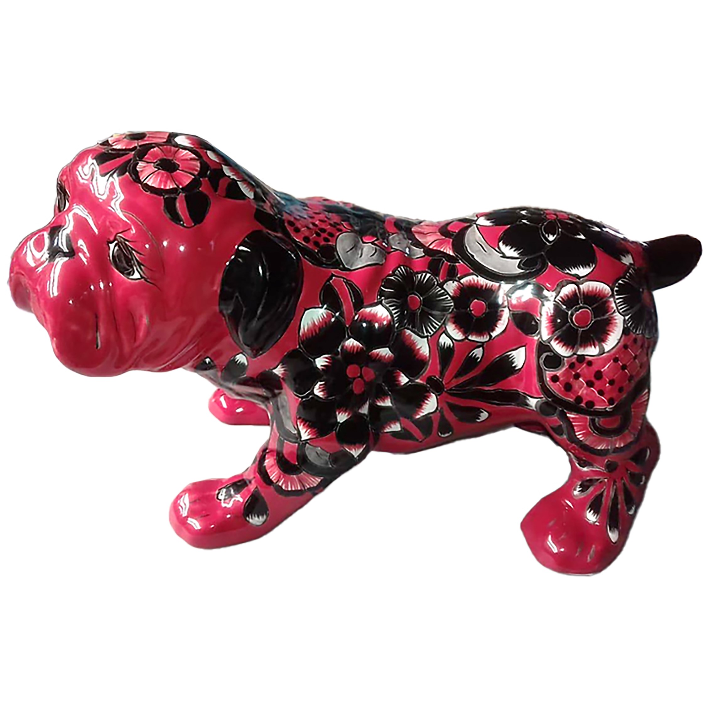 Talavera Bulldog Puppy Black/White/Red — priced per each; minimum 4; multiples of 4