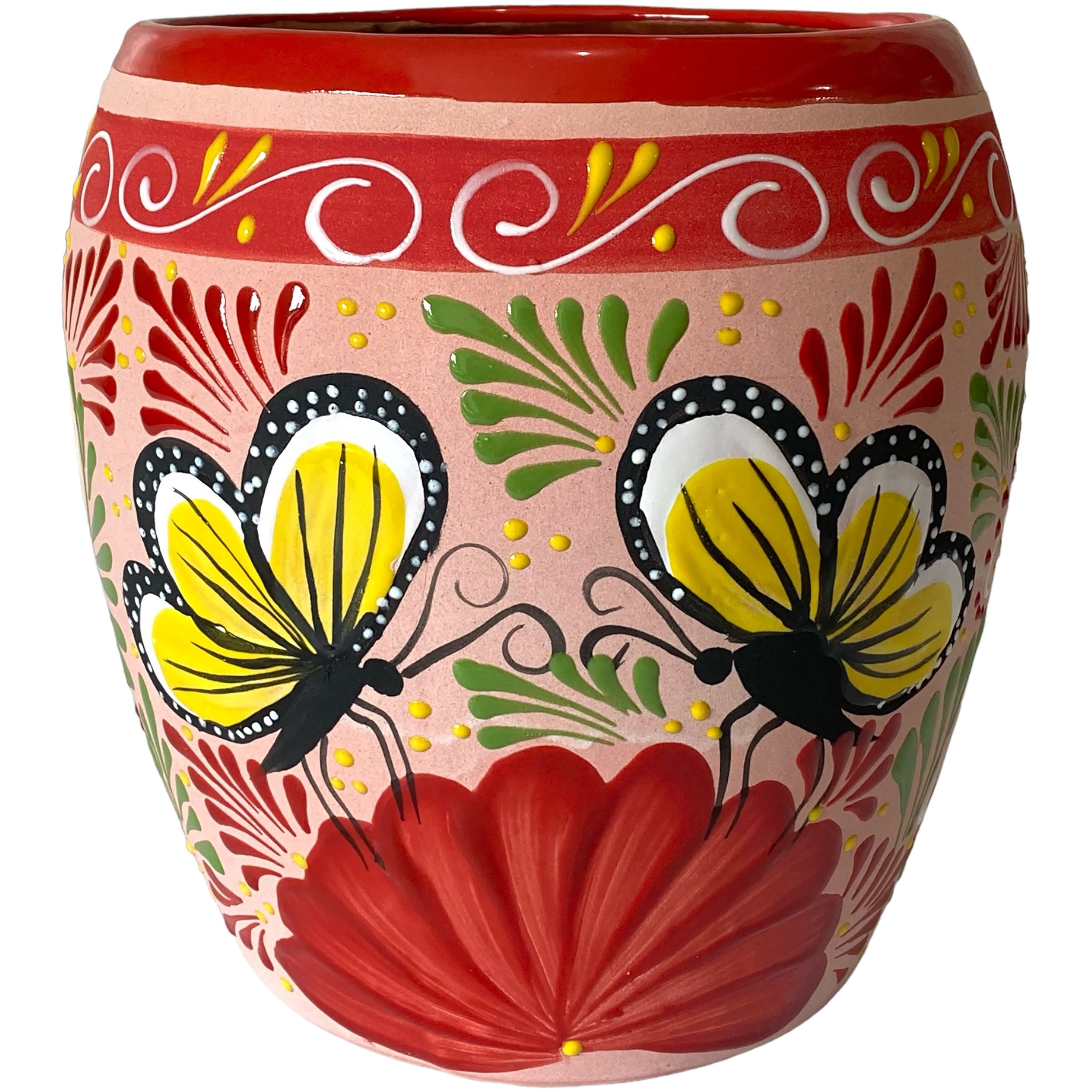 Talavera 11"Hx9.5"W Bella Especial Ovalo Pot Red — priced per each; minimum 4; multiples of 4