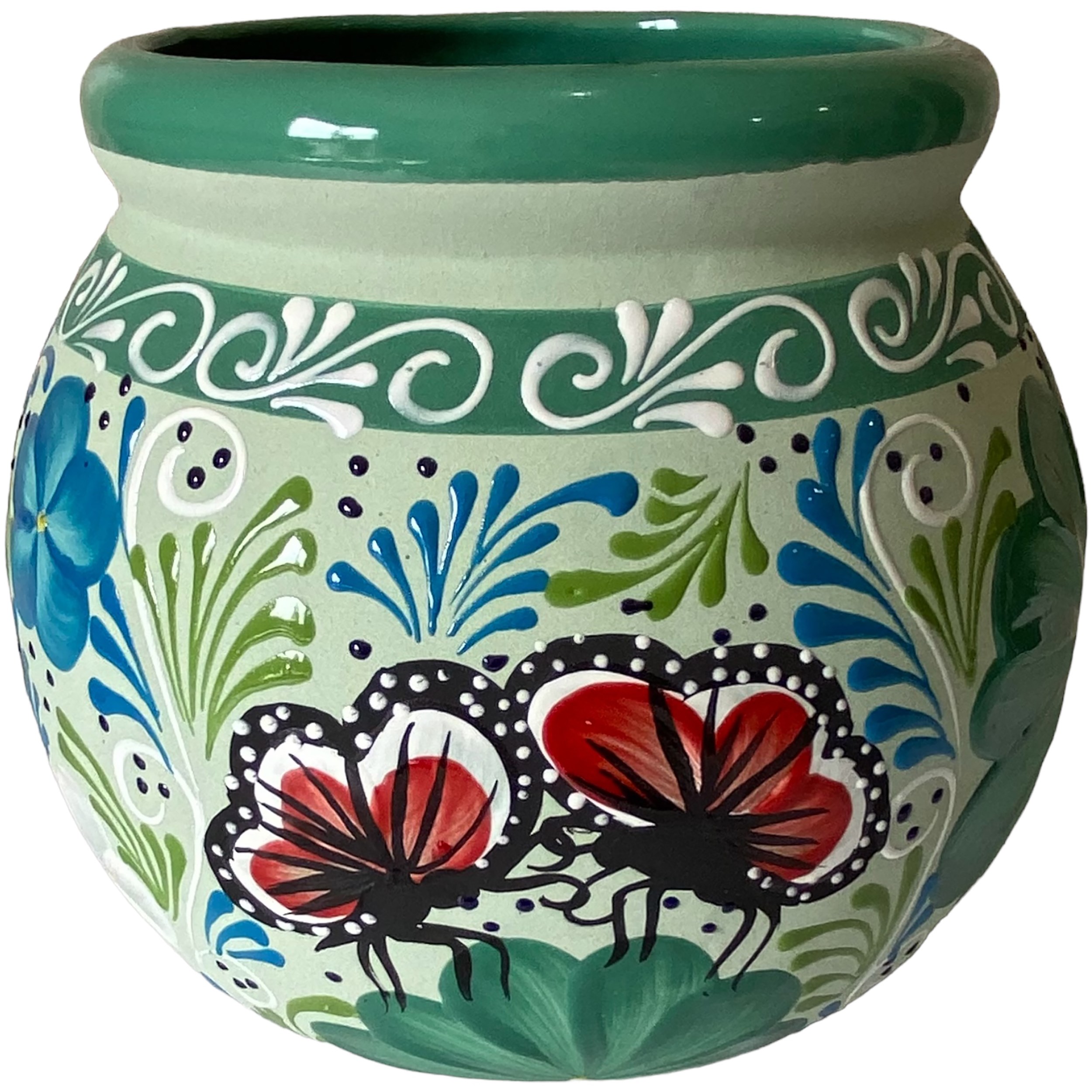 Talavera 11.5" Bella Especial Esfera Pot Teal — priced per each; minimum 2; multiples of 2
