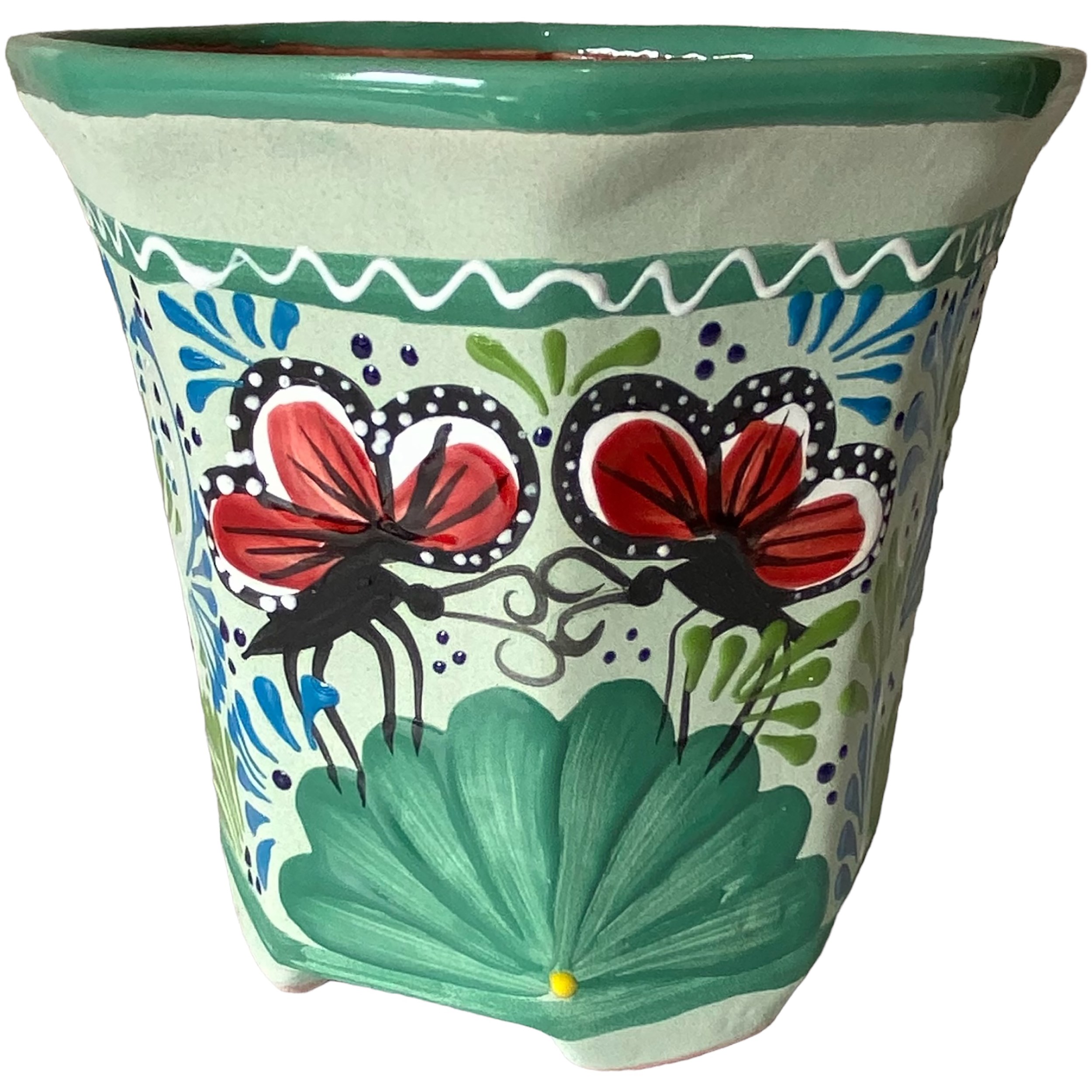 Talavera 8" Bella Especial Octagonal Pot Teal — priced per each; minimum 4; multiples of 4