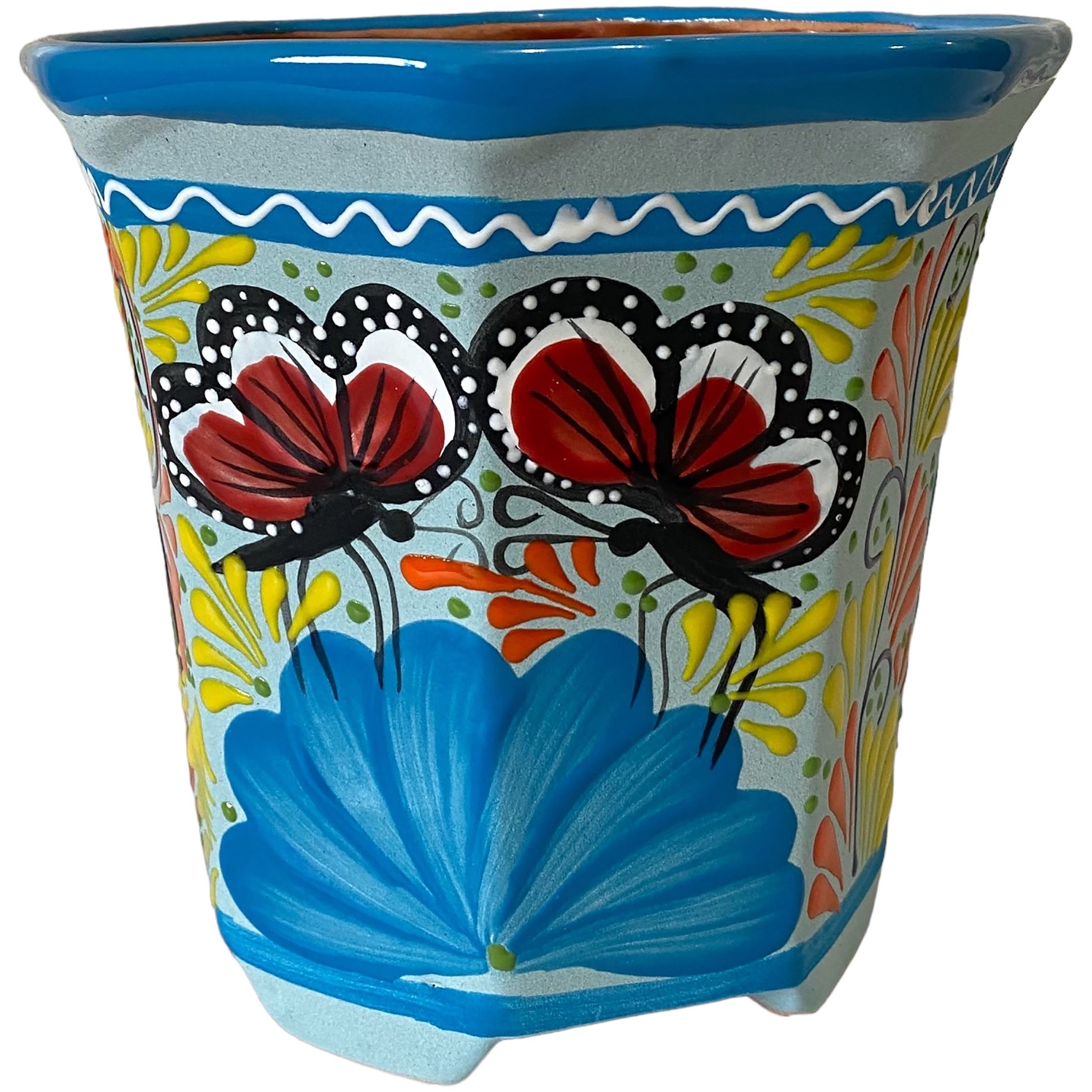Talavera 8" Bella Especial Octagonal Pot Lite Blue — priced per each; minimum 4; multiples of 4
