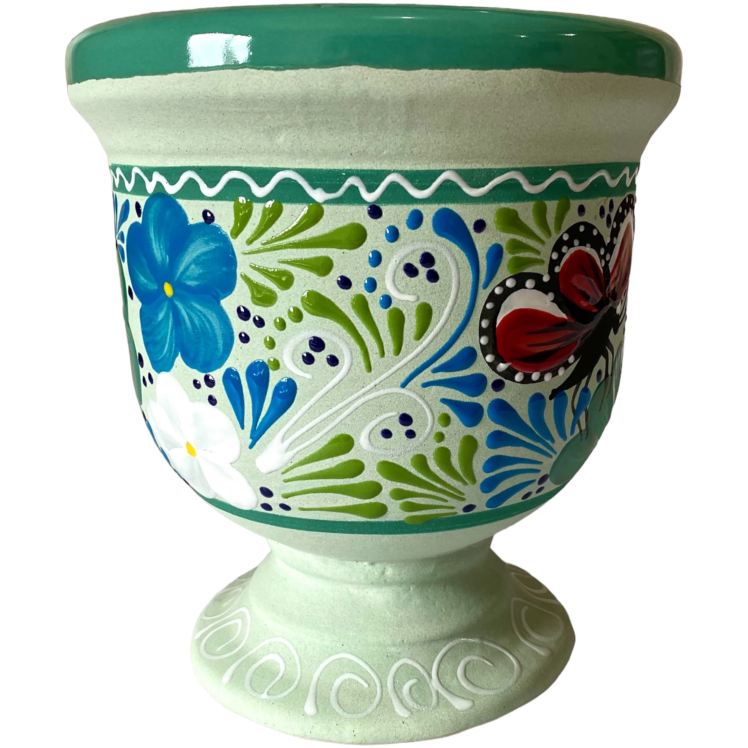 Talavera 8" Bella Especial Urn Planter Teal — priced per each; minimum 4; multiples of 4