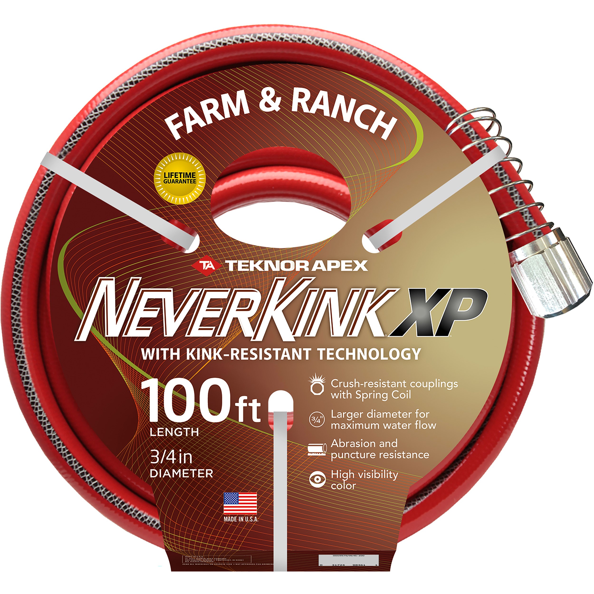 Teknor 3/4"x100' NeverKink XP Farm & Ranch Hose Red — priced per each; minimum 3; multiples of 3