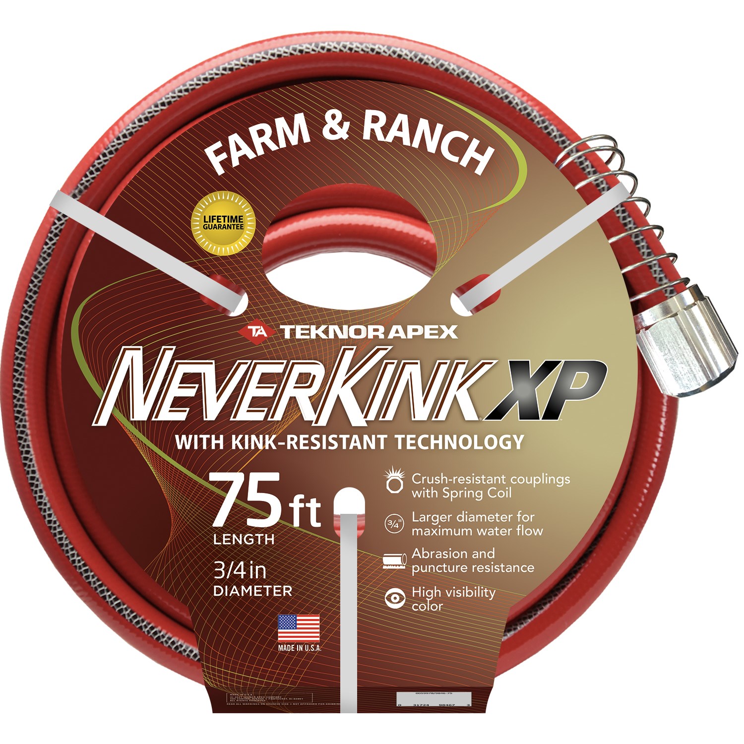 Teknor 3/4"x75' NeverKink XP Farm & Ranch Hose Red — priced per each; minimum 3; multiples of 3
