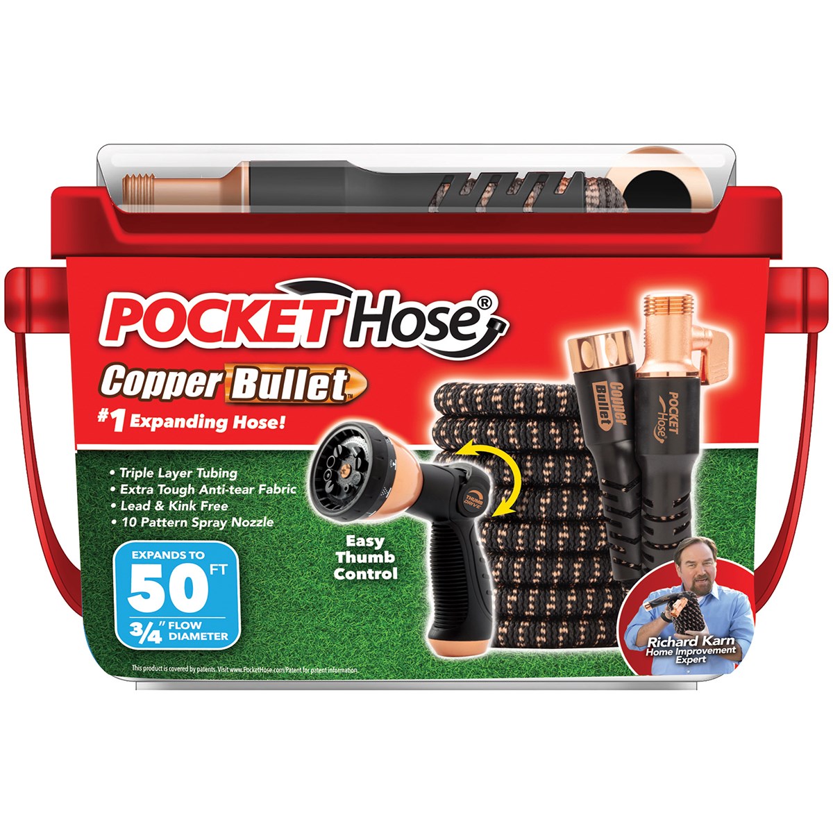 Telebrands 50' Pocket Hose Copper Bullet — priced per each; minimum 6; multiples of 6