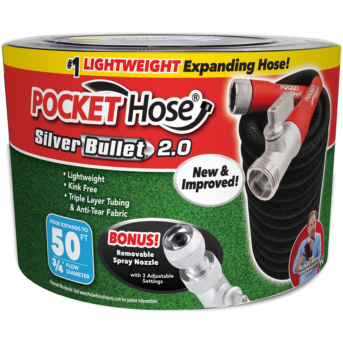 Telebrands 50' Pocket Hose Silver Bullet 2.0