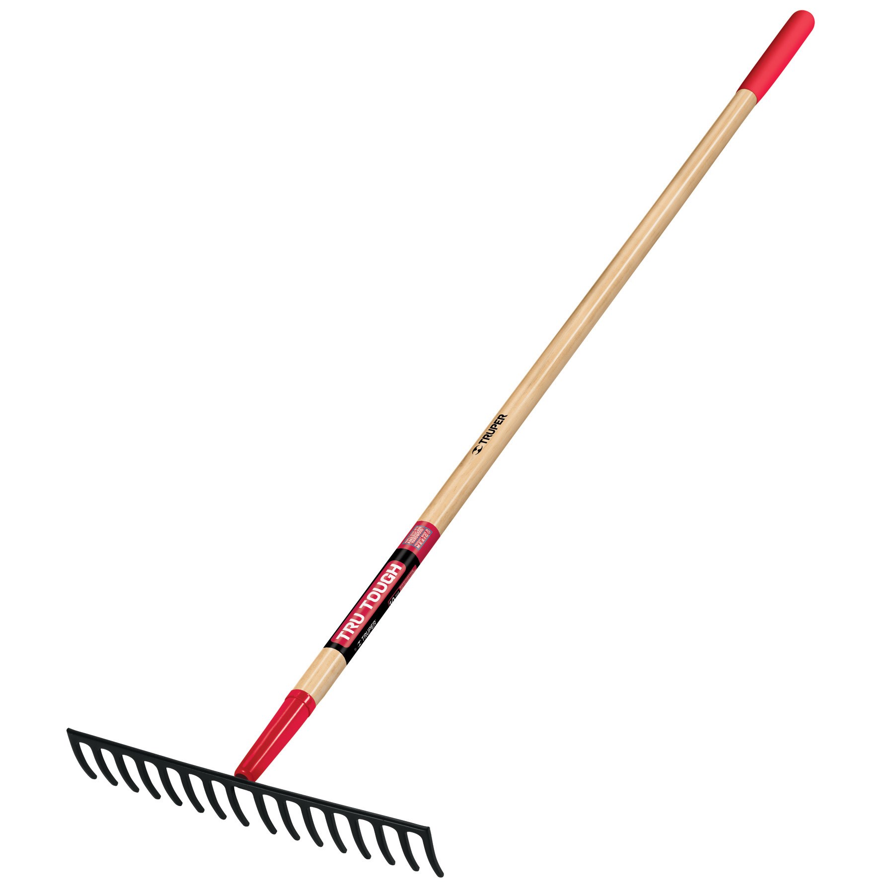 Truper Trutough 16 Tine Level Head Rake 6" Cushion Grip Wood Handle — priced per each; minimum 6; multiples of 6