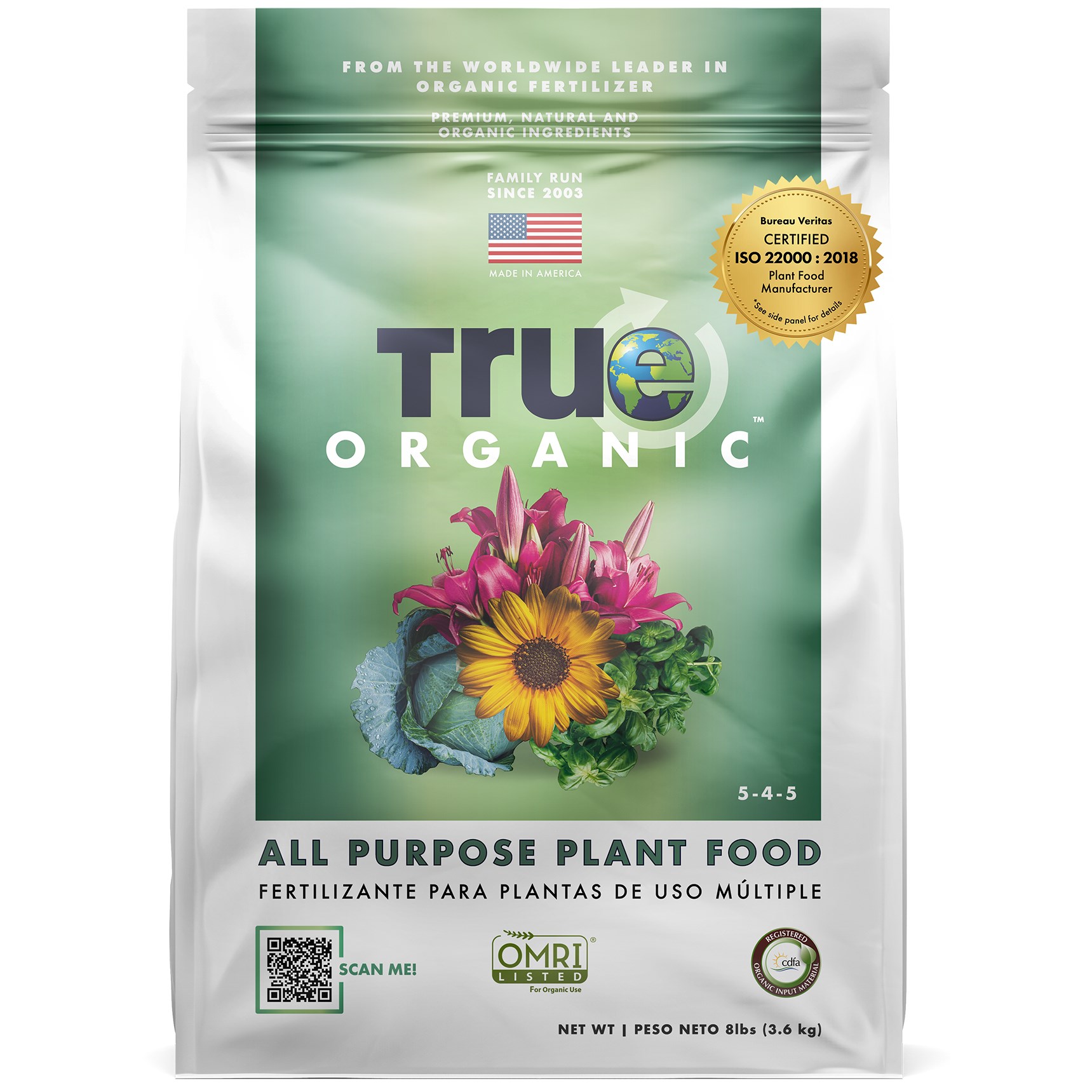 True Organic 8# All Purpose Plant Food — priced per each; minimum 4; multiples of 4