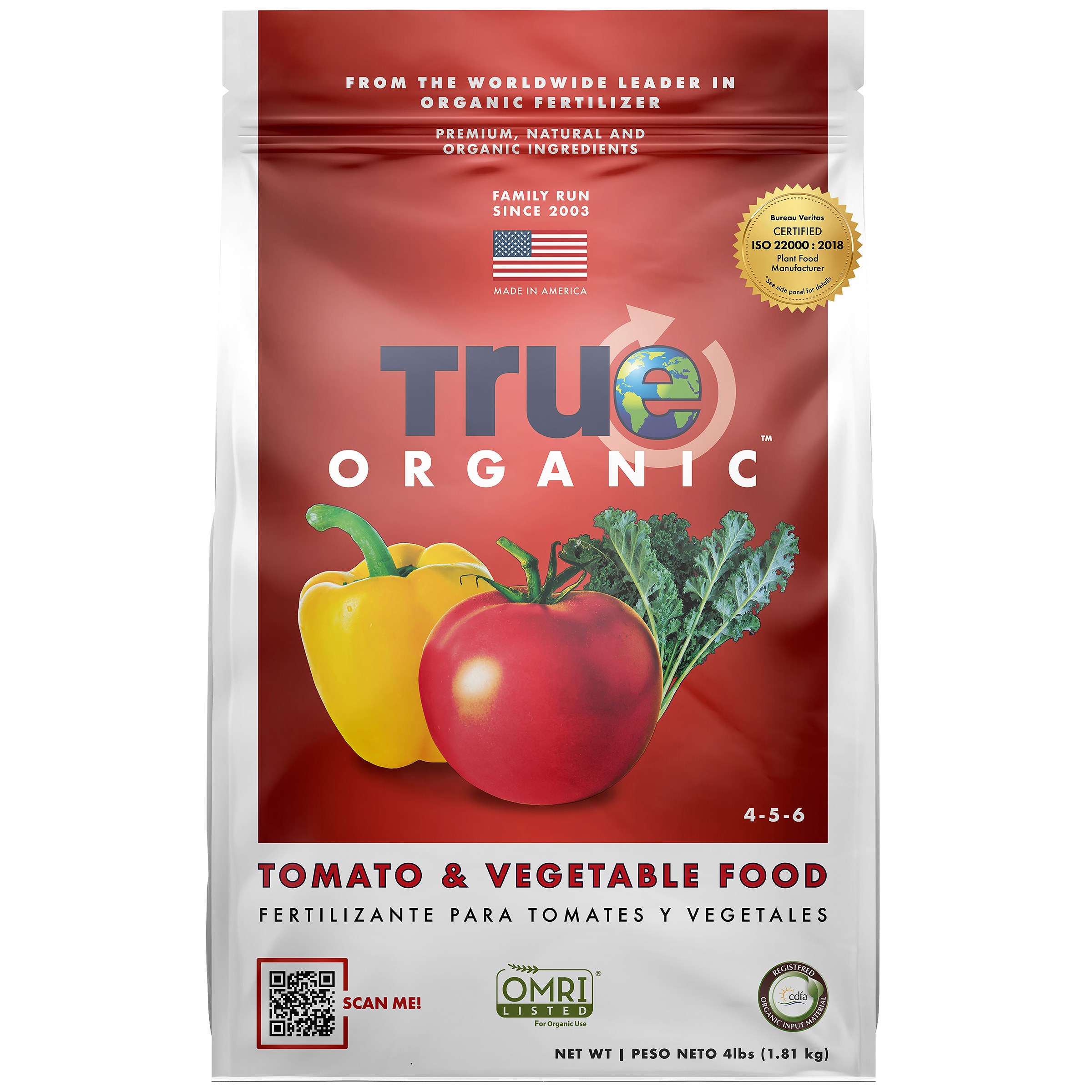 True Organic 4# Tomato & Vegetable Food — priced per each; minimum 6; multiples of 6