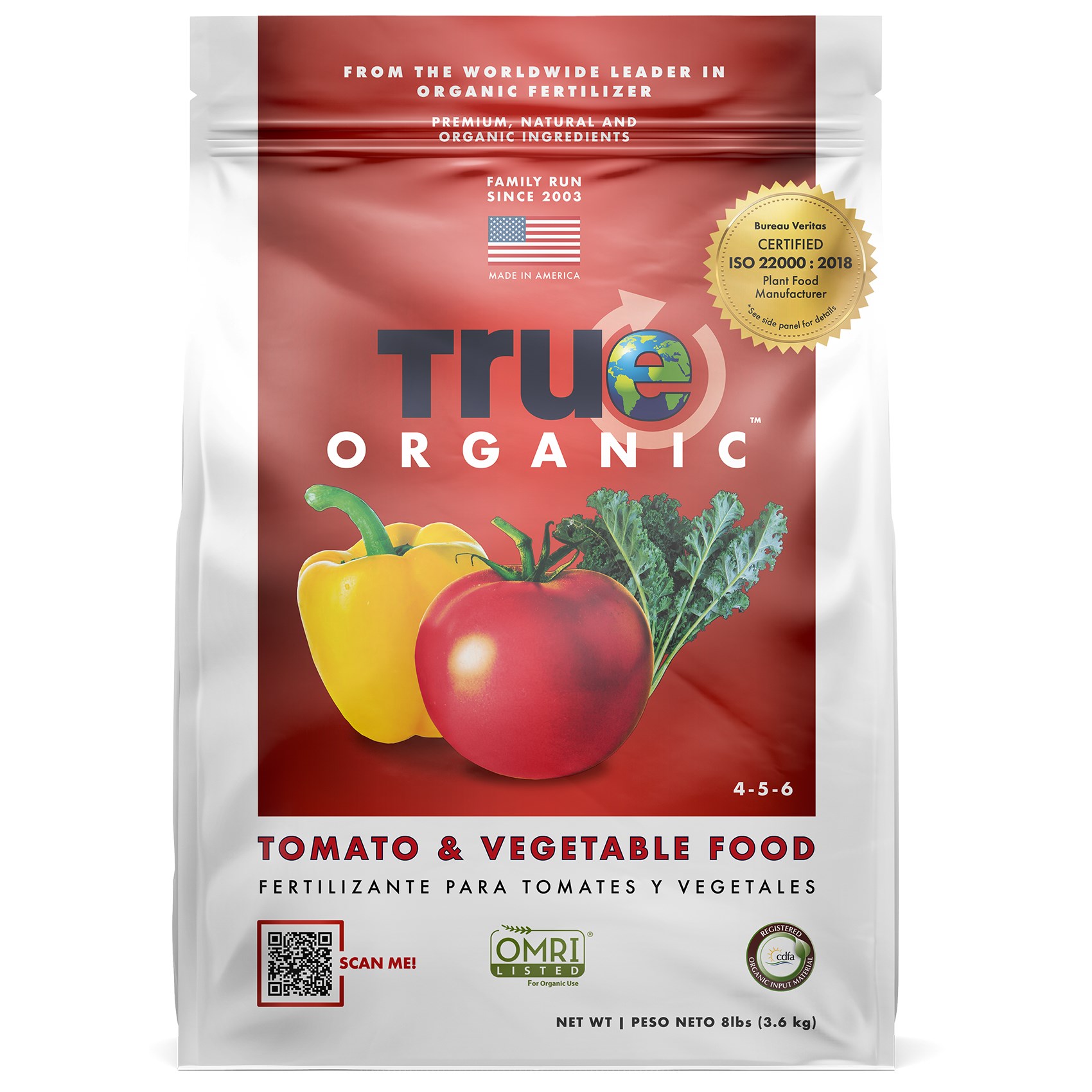 True Organic 8# Tomato & Vegetable Food — priced per each; minimum 4; multiples of 4