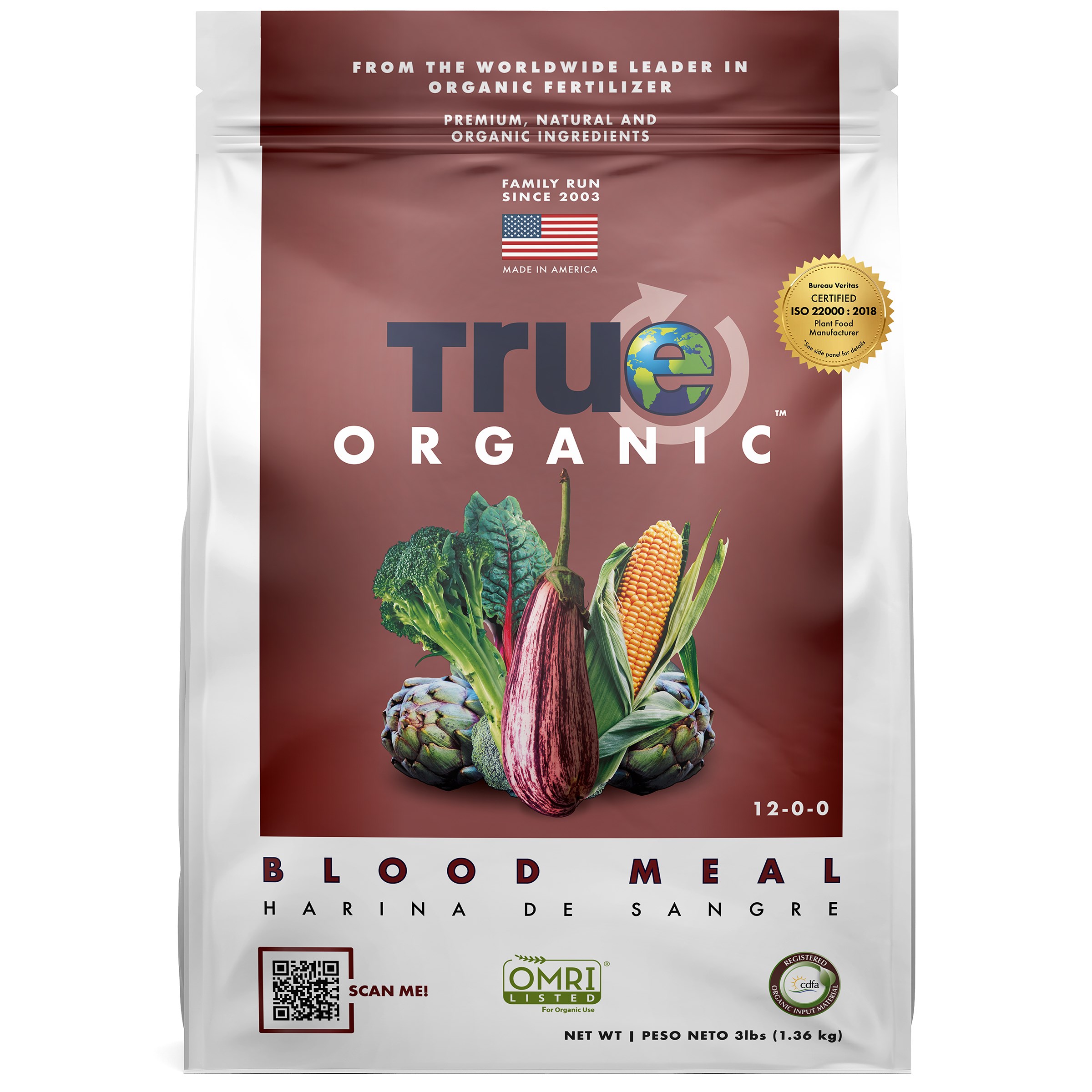True Organic 3# Blood Meal — priced per each; minimum 6; multiples of 6