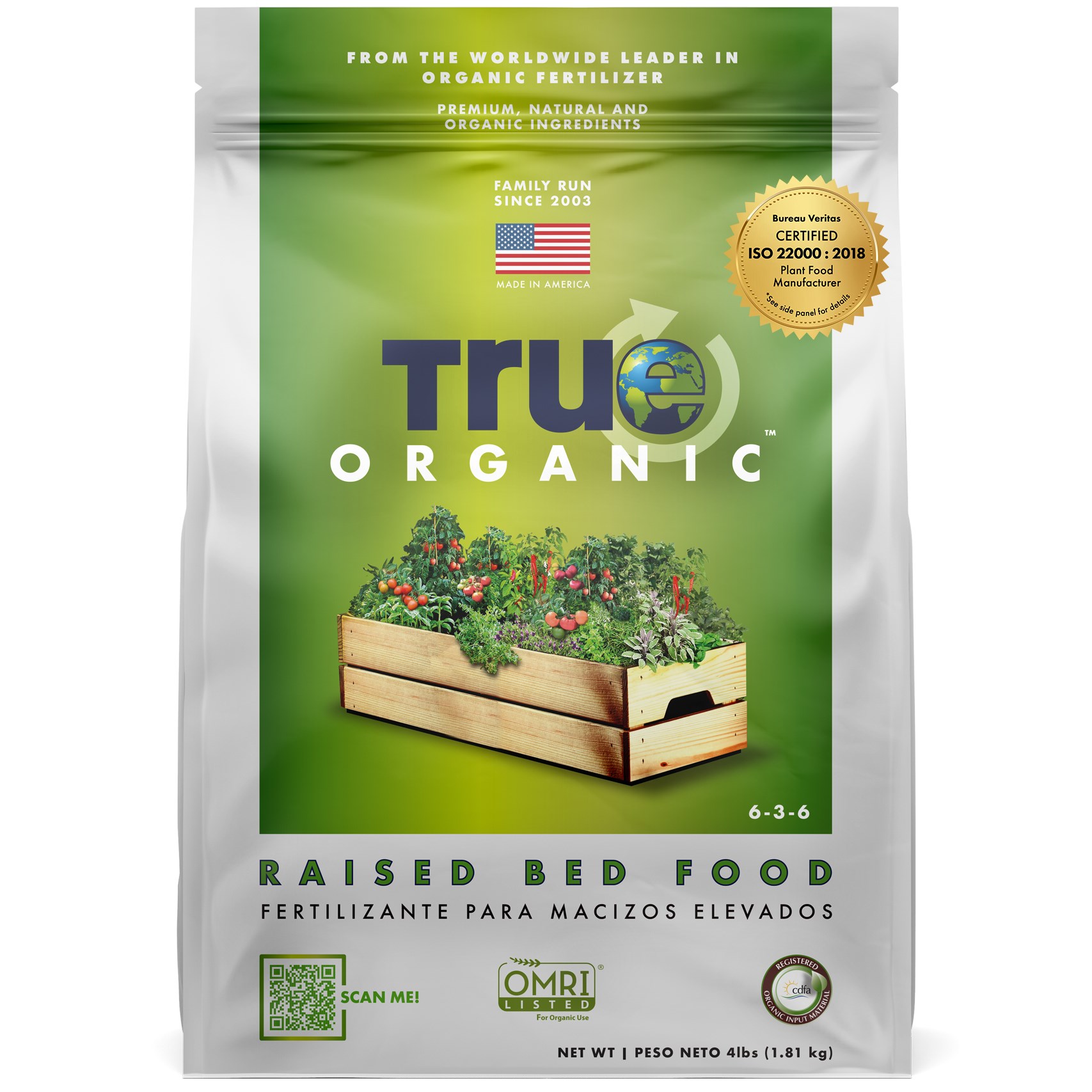 True Organic 4# Raised Bed Plant Food — priced per each; minimum 6; multiples of 6