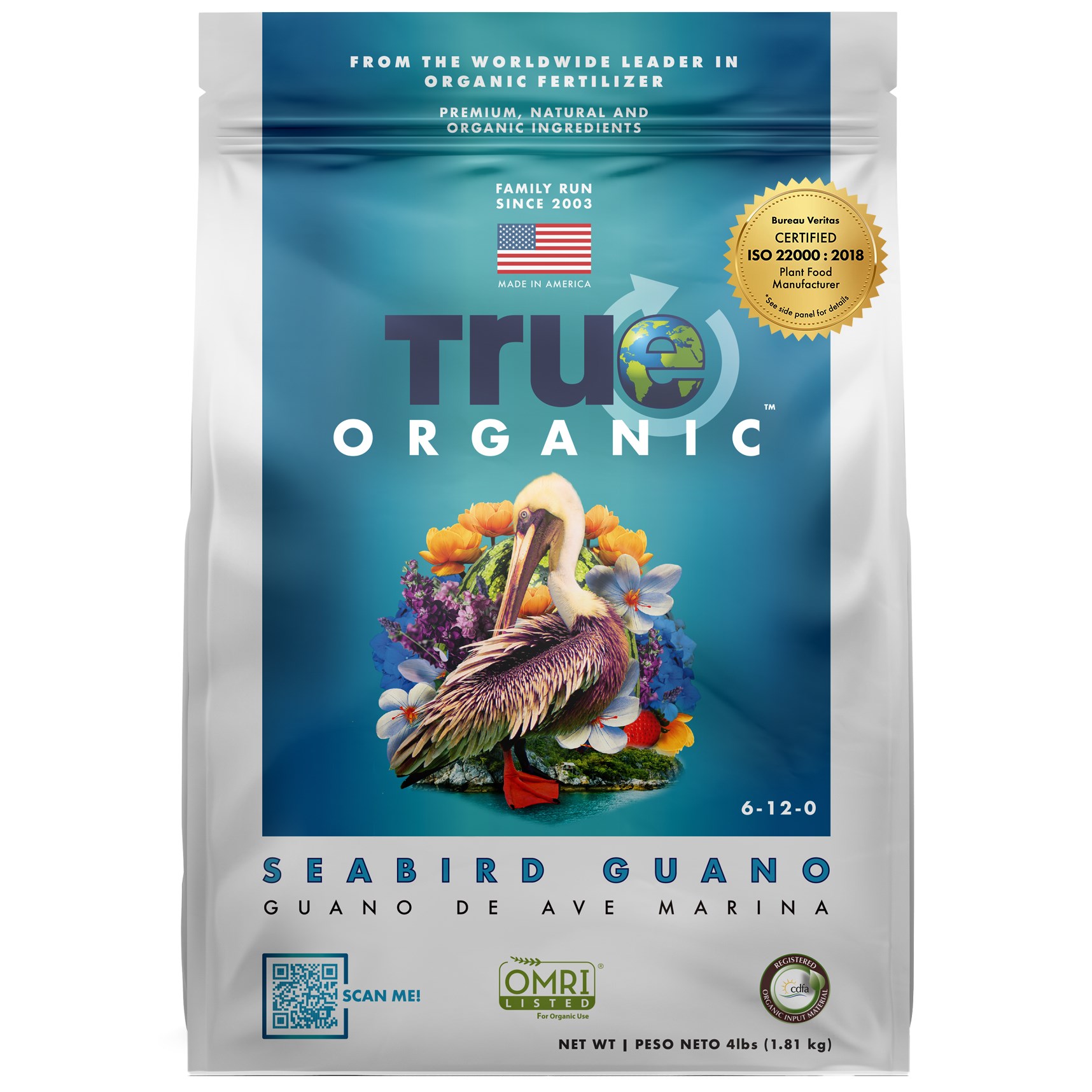 True Organic 4# Seabird Guano — priced per each; minimum 6; multiples of 6