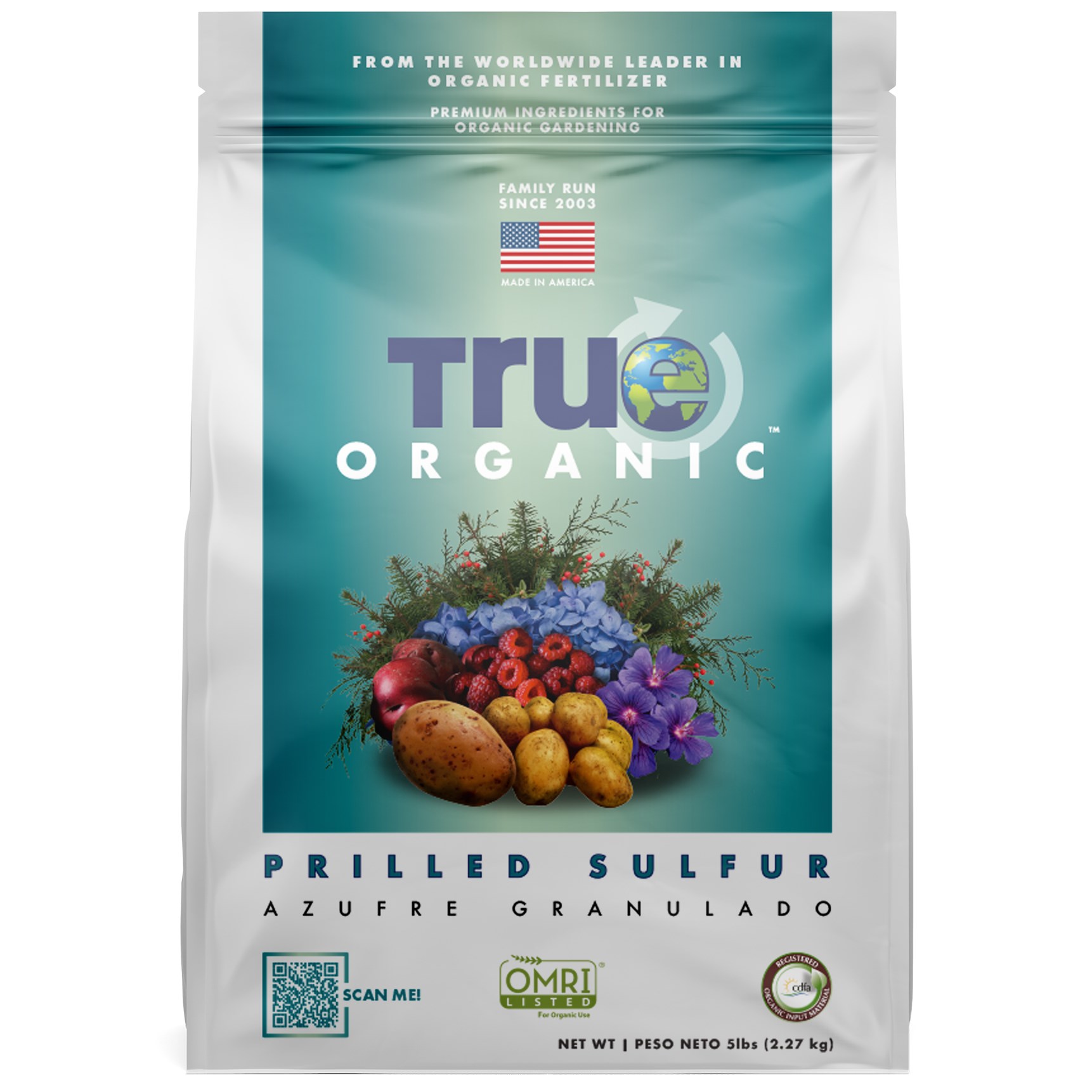 True Organic 5# Prilled Sulfur — priced per each; minimum 6; multiples of 6