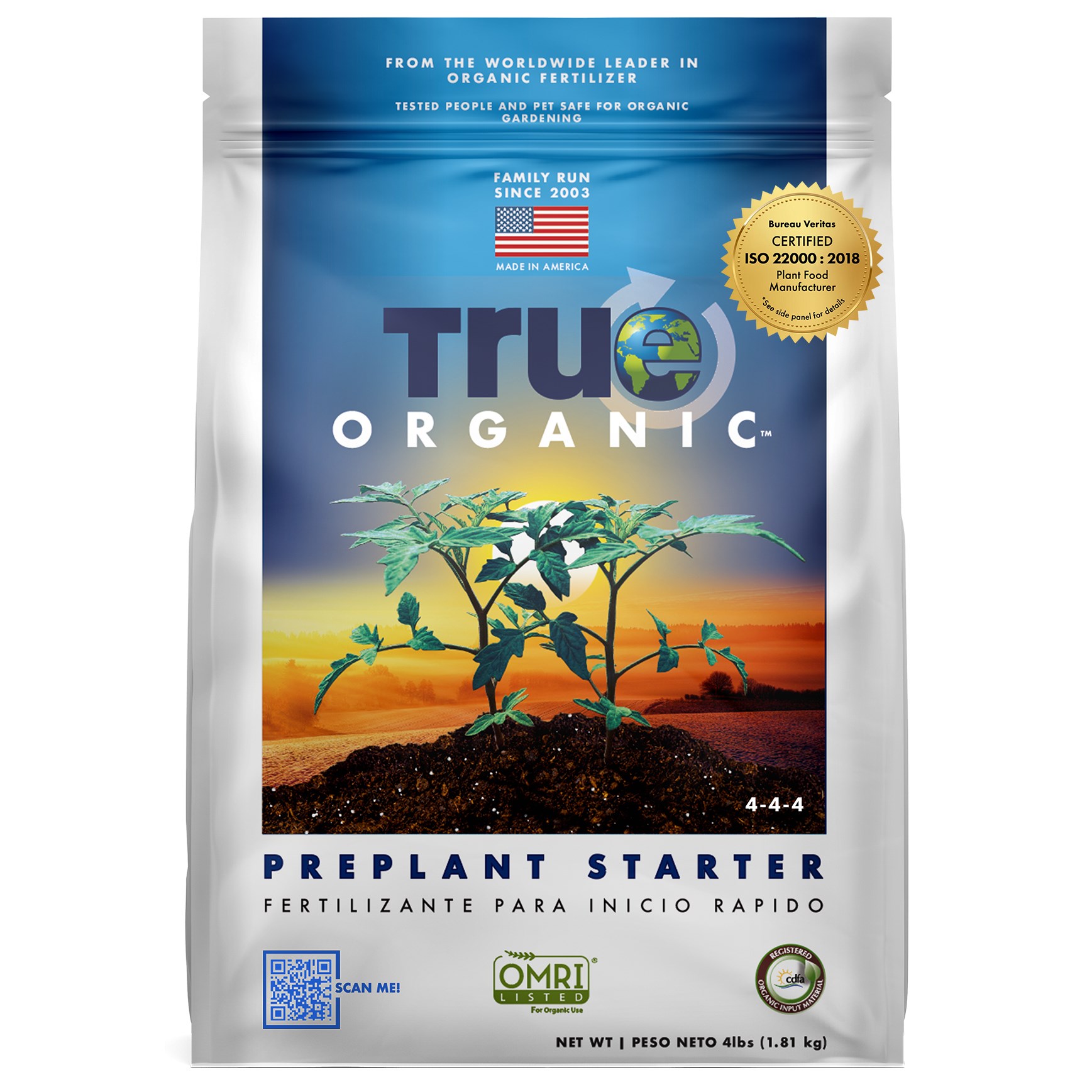 True Organic 4# Pre Plant Food — priced per each; minimum 6; multiples of 6