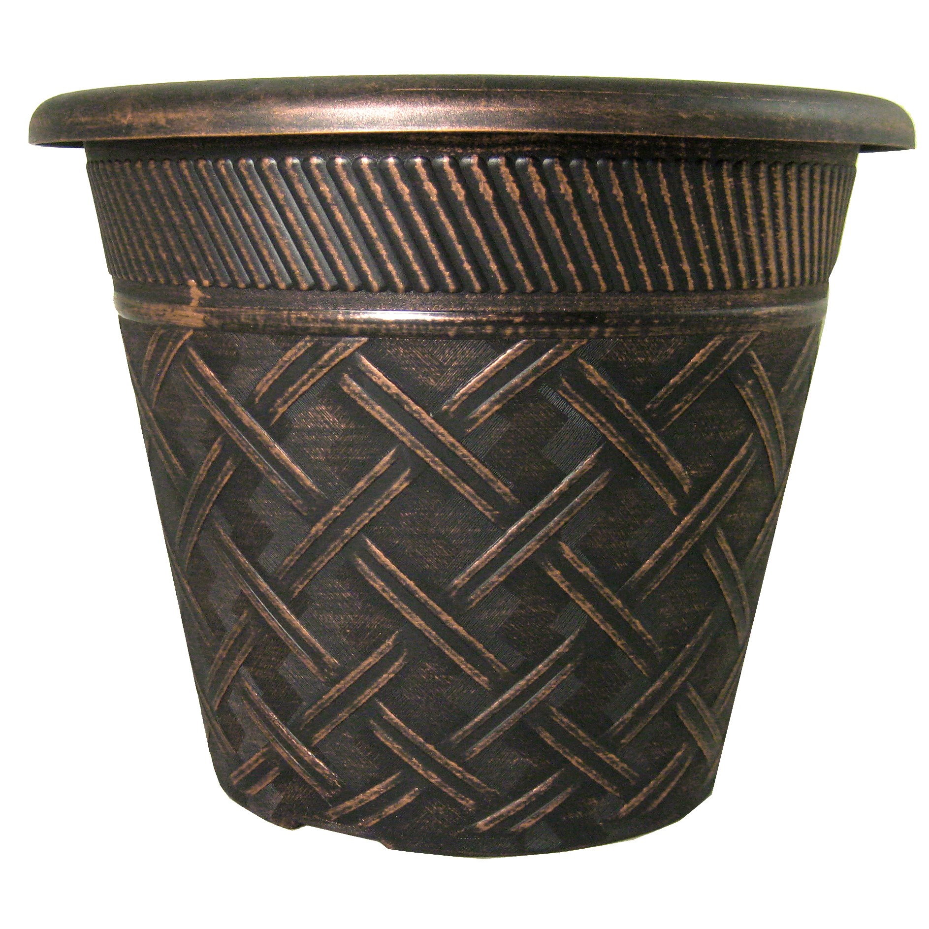 Grower Select 11.00 Nondas Lattice Pot Black / Copper 1.9gal - 10.827in OD x 9.5in ID x 8.734in H — Case of 50