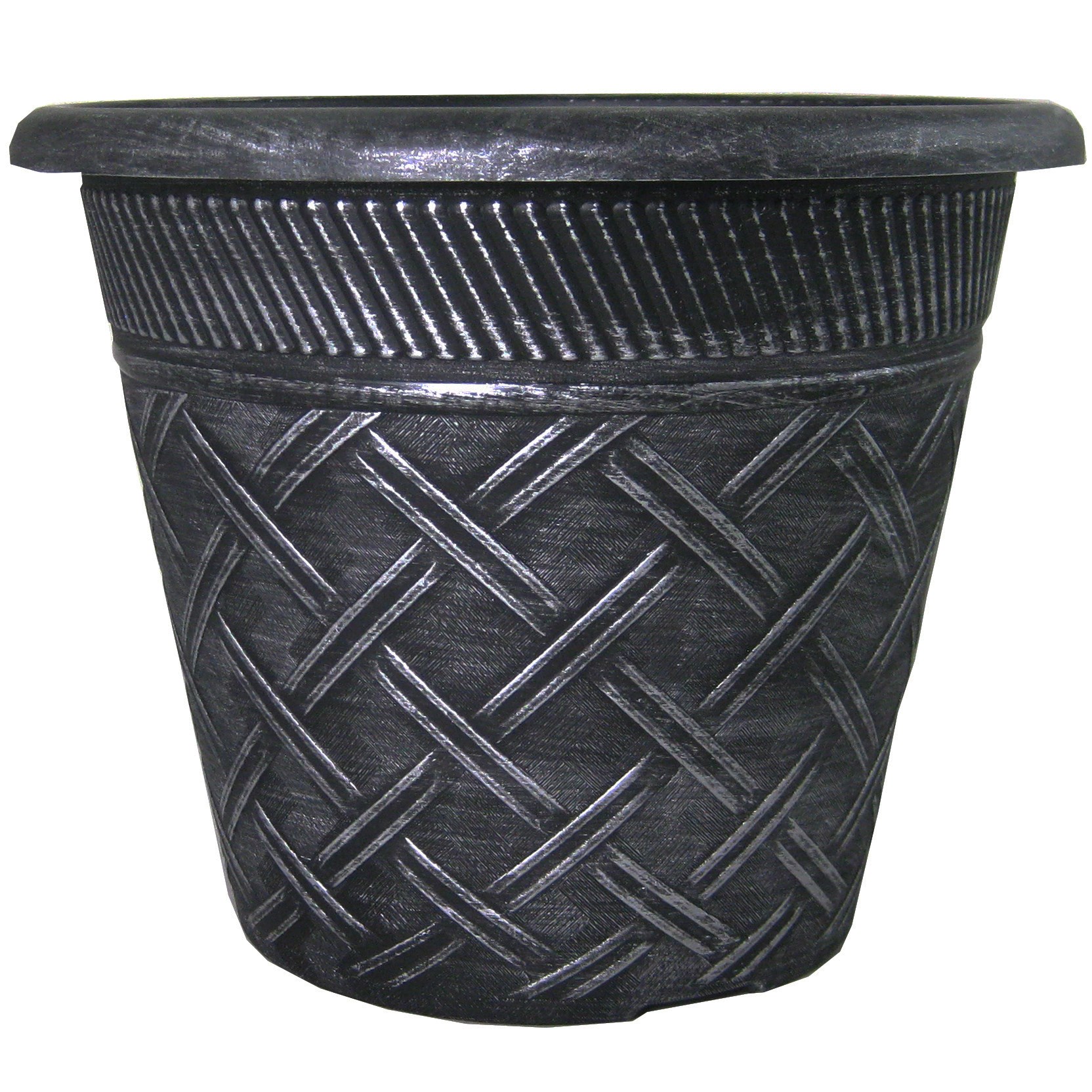 Grower Select 11.00 Nondas Lattice Pot Black / Silver 1.9gal - 10.827in OD x 9.5in ID x 8.734in H — Case of 50