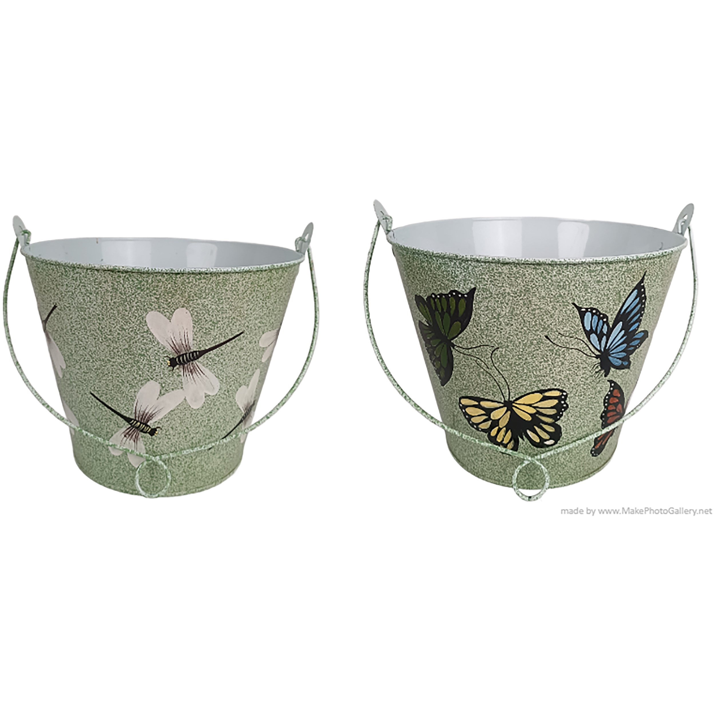 VCS 10" Butterfly & Dragonfly Pail Planters — priced per each; minimum 12; multiples of 12