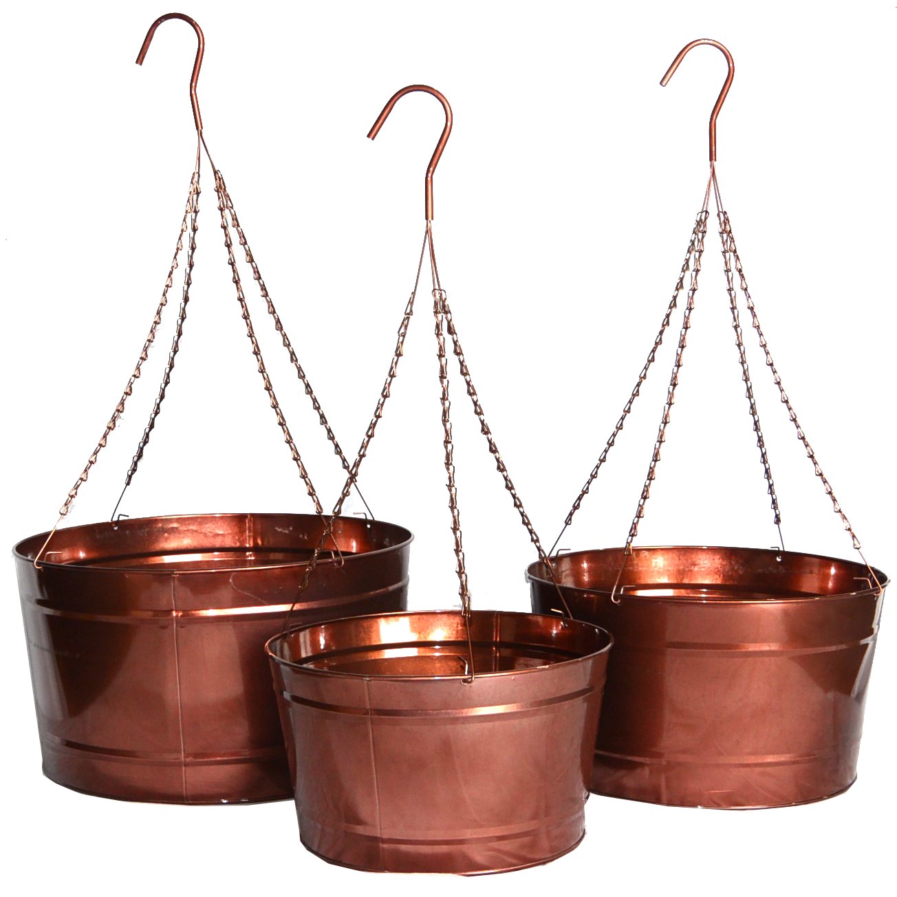 VCS 12" Copper Hanging Planter — priced per each; minimum 12; multiples of 12