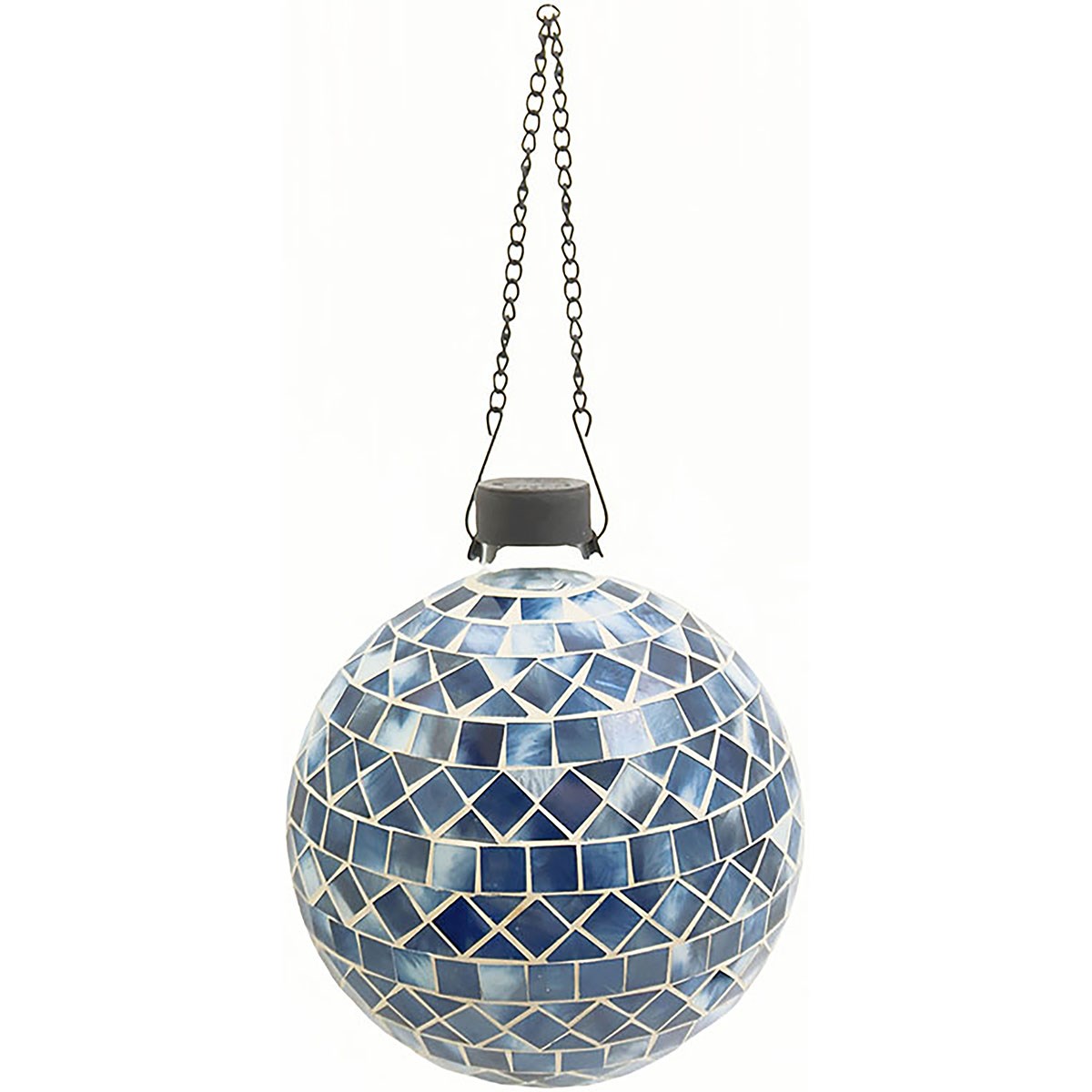 VCS 10" Blue Triangle & Square Glass Globe w/ Hanging Chain — priced per each; minimum 2; multiples of 2