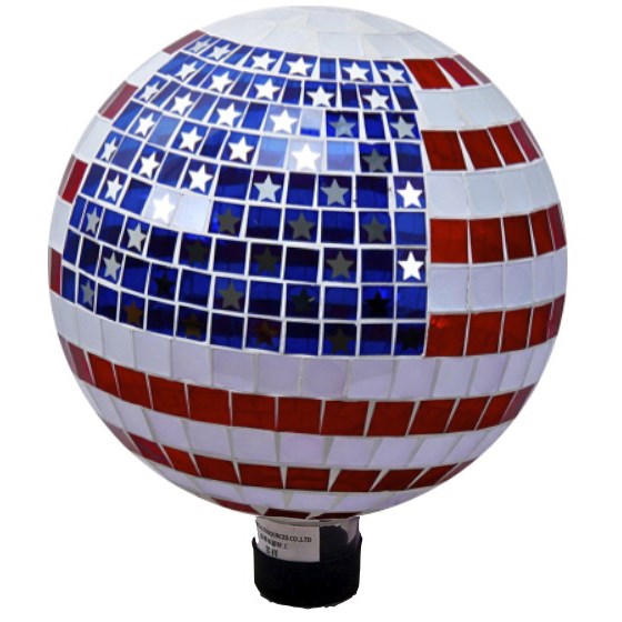 VCS 10" Stars & Stripes Glass Globe — priced per each; minimum 2; multiples of 2