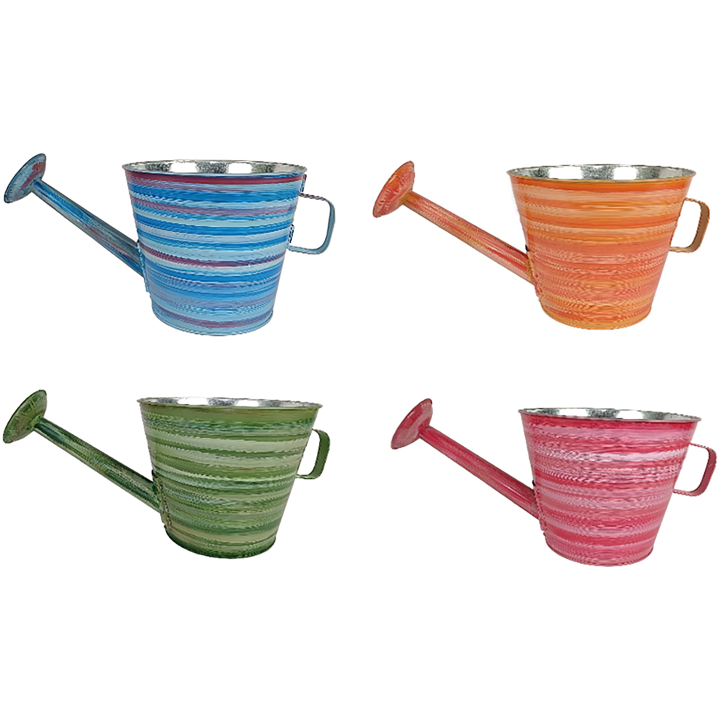 VCS 10" KD Watering Can Planters Colorful Stripe — priced per each; minimum 12; multiples of 12