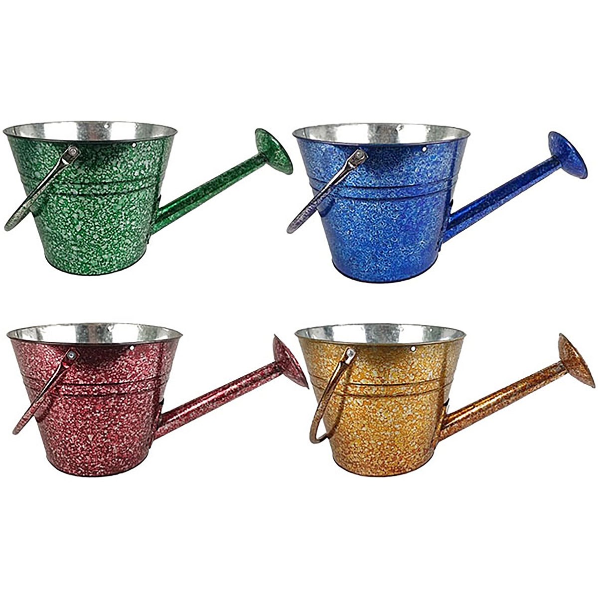 VCS 10" Watering Can Planter with Handle Metallic Splash