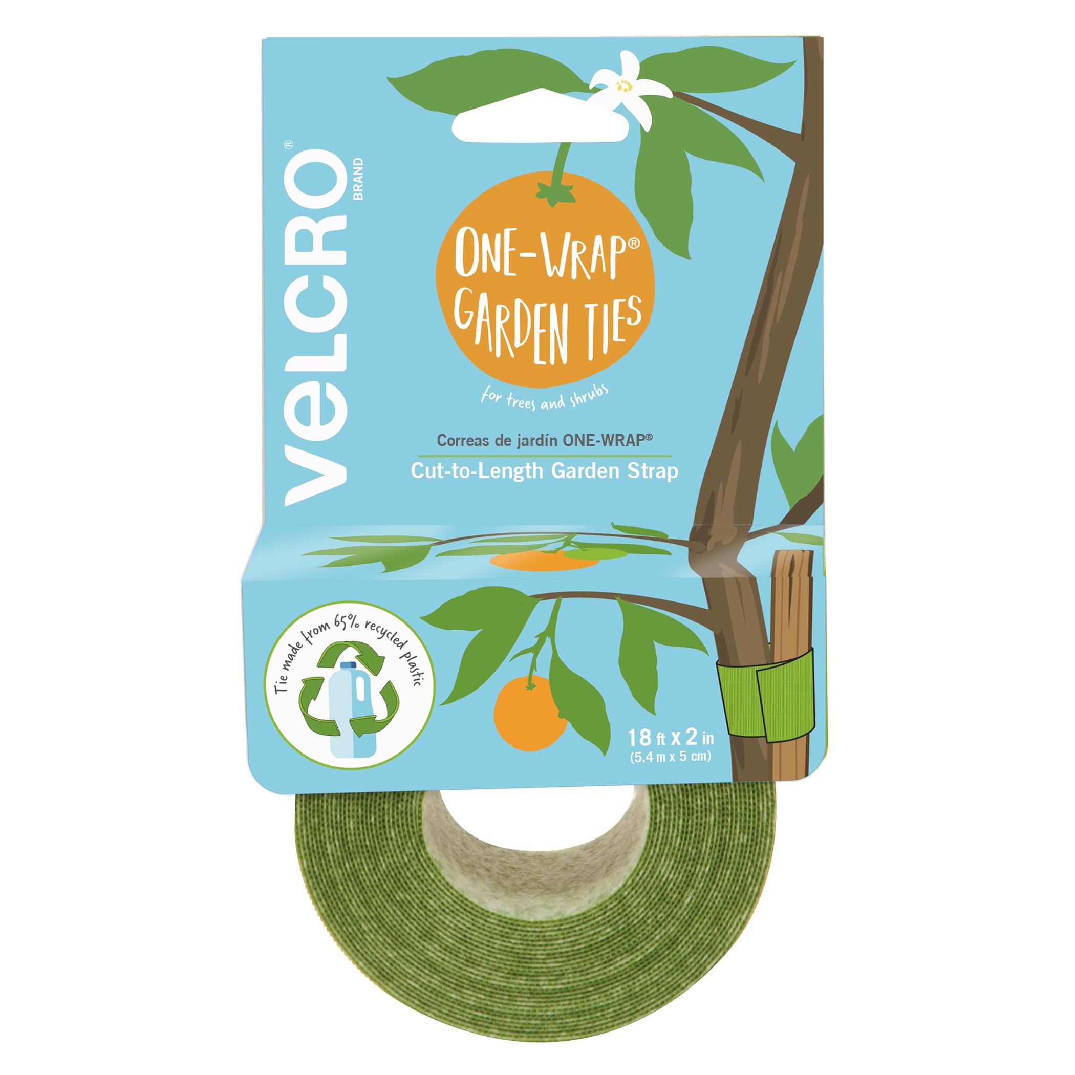 Velcro Brand One-Wrap Garden Ties 18ft X 2in Green 6/72 — priced per each; minimum 6; multiples of 6