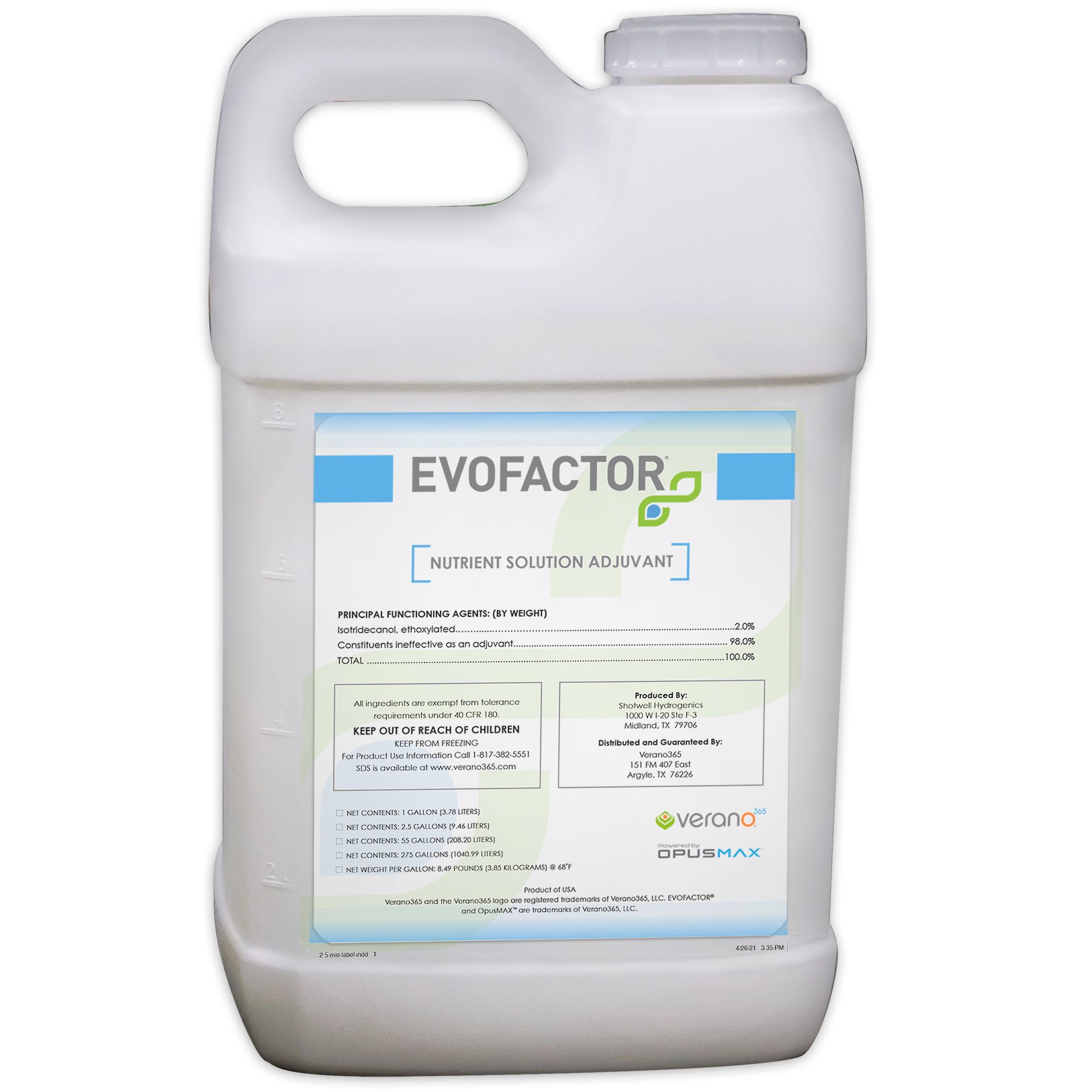 Verano 365 Evofactor 2.5Gl (F) — Single Unit