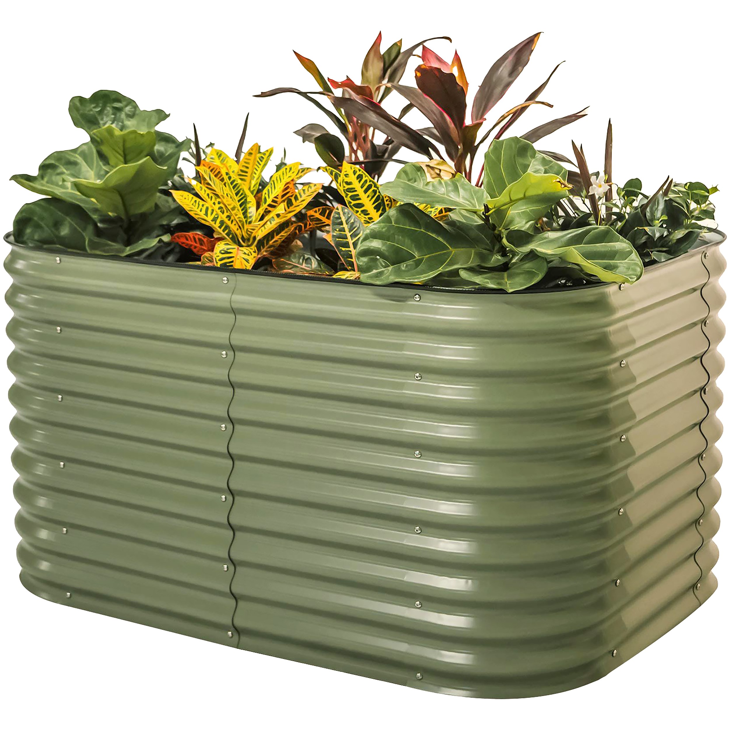 Vego Garden 32" Extra Tall Classic 6 In 1 Modular Metal Raised Garden Bed Kit Olive Green