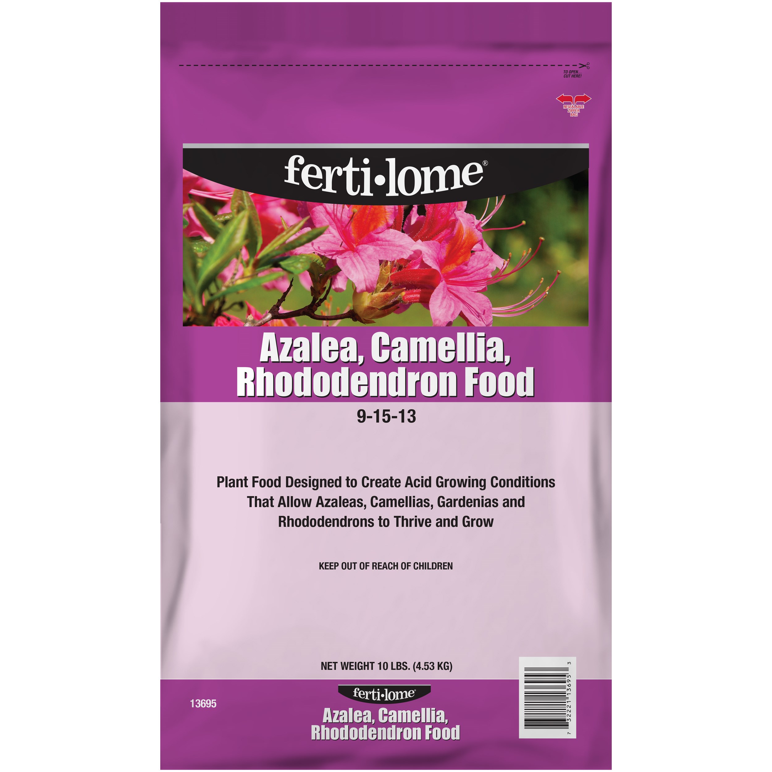 Fertilome 10# Azalea, Camellia, Rhododendron Food 9-15-13 — priced per each; minimum 4; multiples of 4
