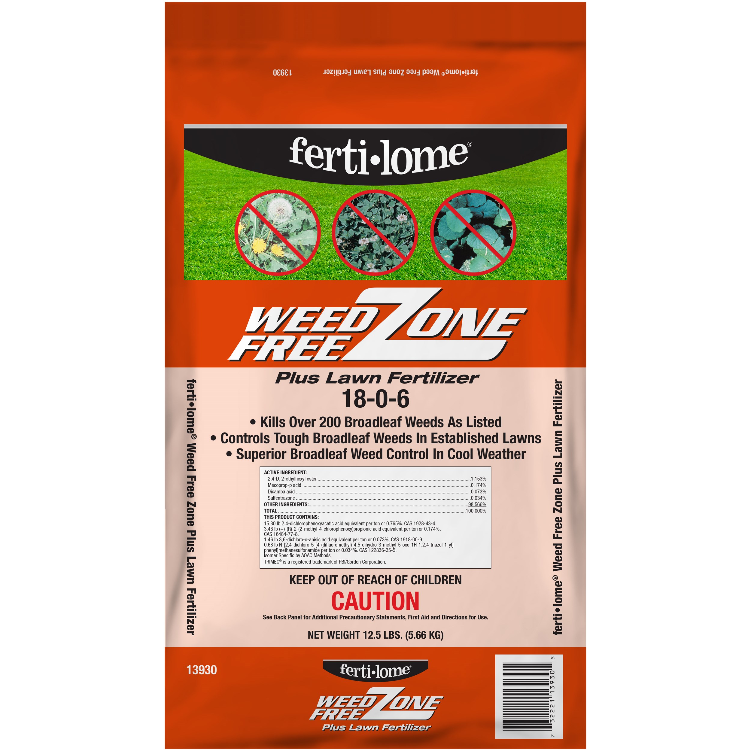 Fertilome 12.5# Weed Free Zone Plus Lawn Fertilizer 18-0-6