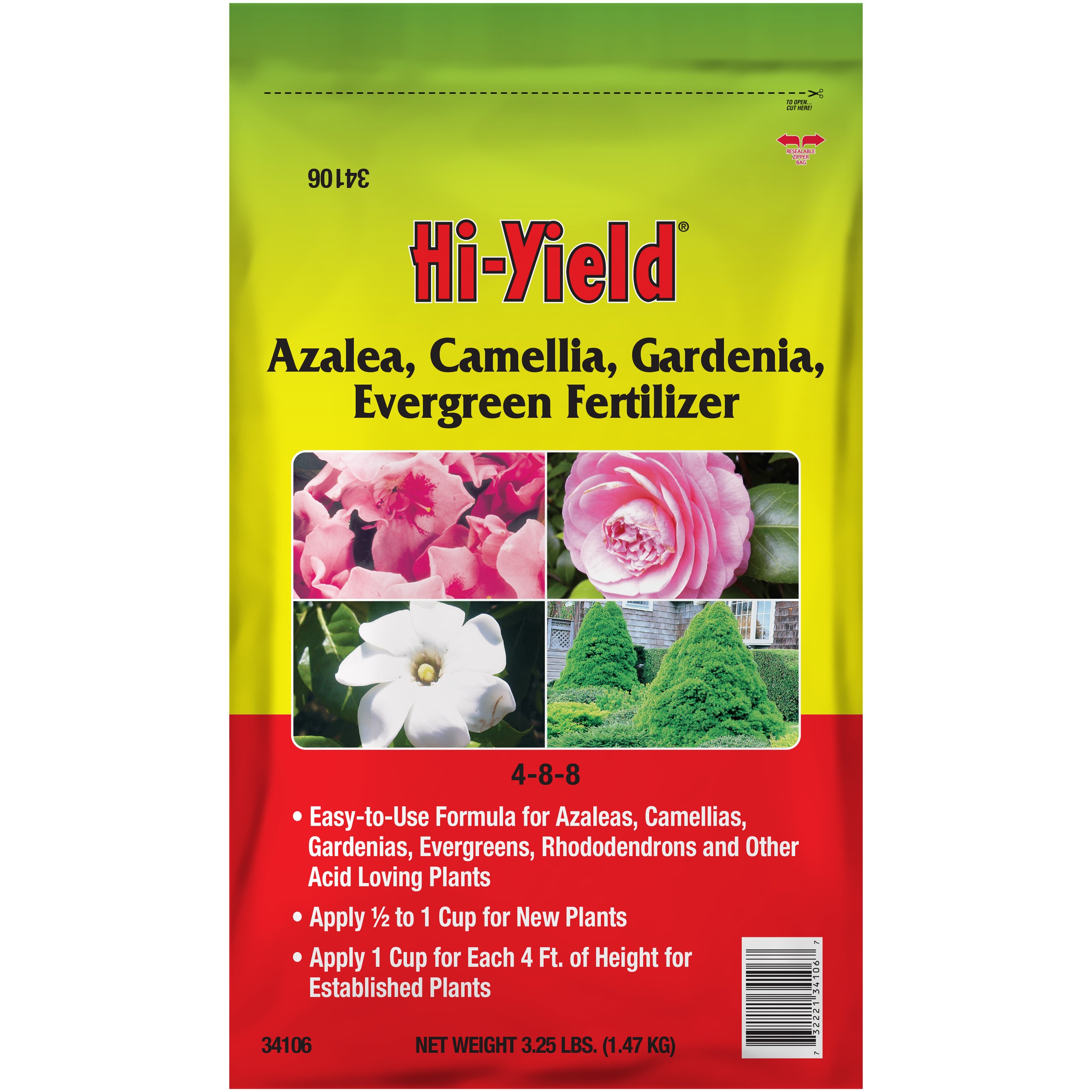 HiYield 3.25# Azalea, Camellia, Gardenia, Evergreen Fertilizer 4-8-8 — priced per each; minimum 12; multiples of 12
