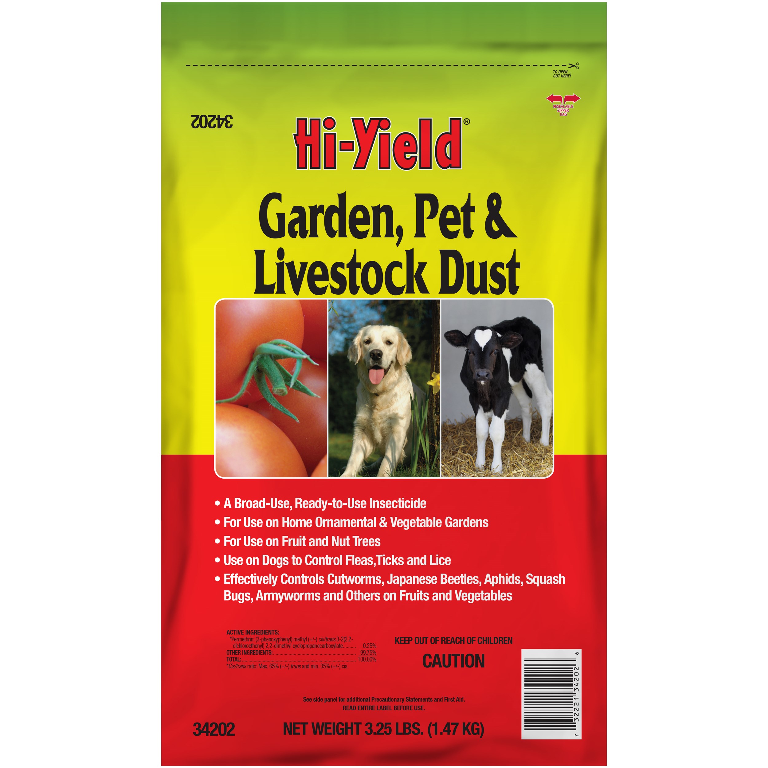 HiYield 3.25# Garden, Pet & Livestock Dust — priced per each; minimum 12; multiples of 12