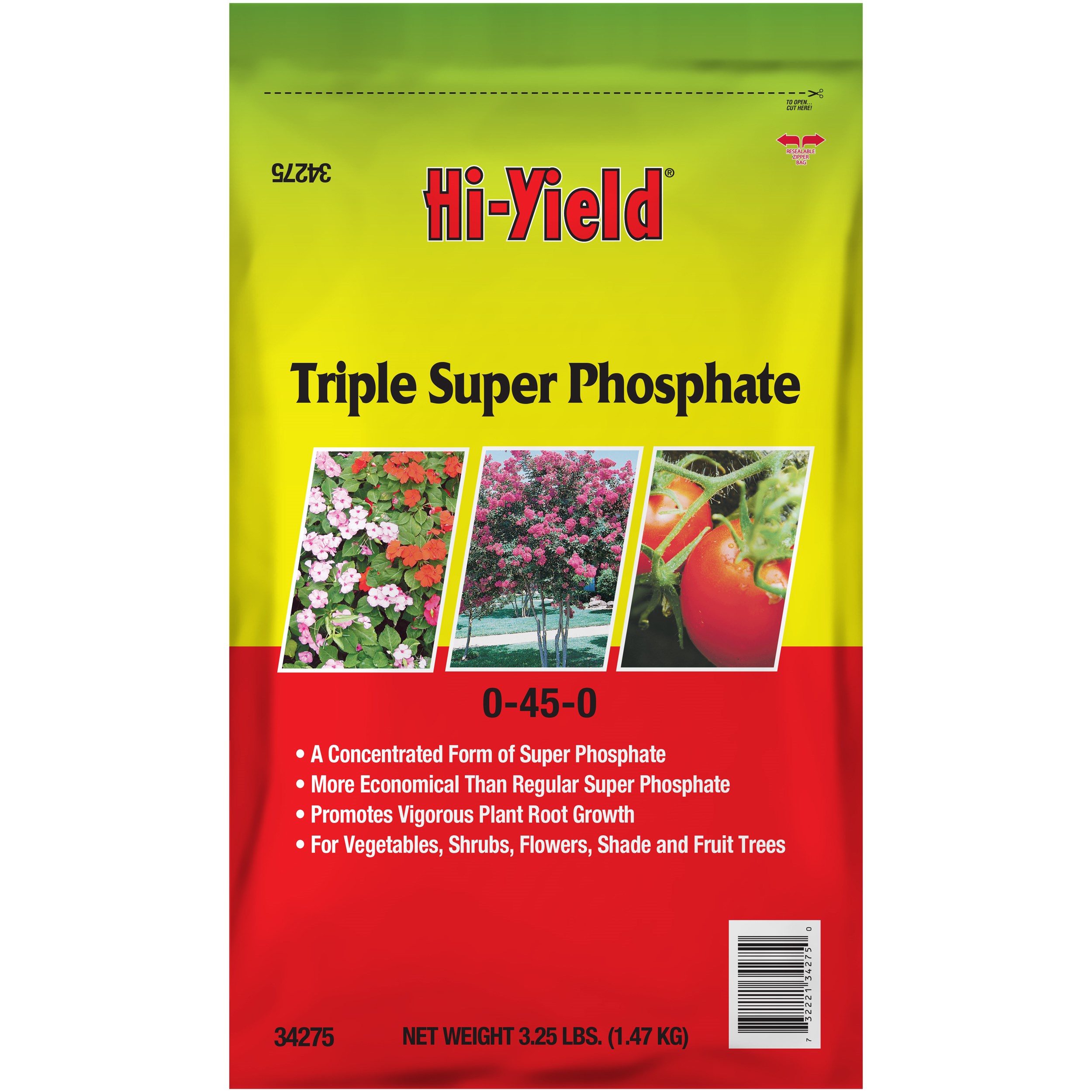 HiYield 3.25# Triple Super Phosphate 0-45-0 — priced per each; minimum 12; multiples of 12