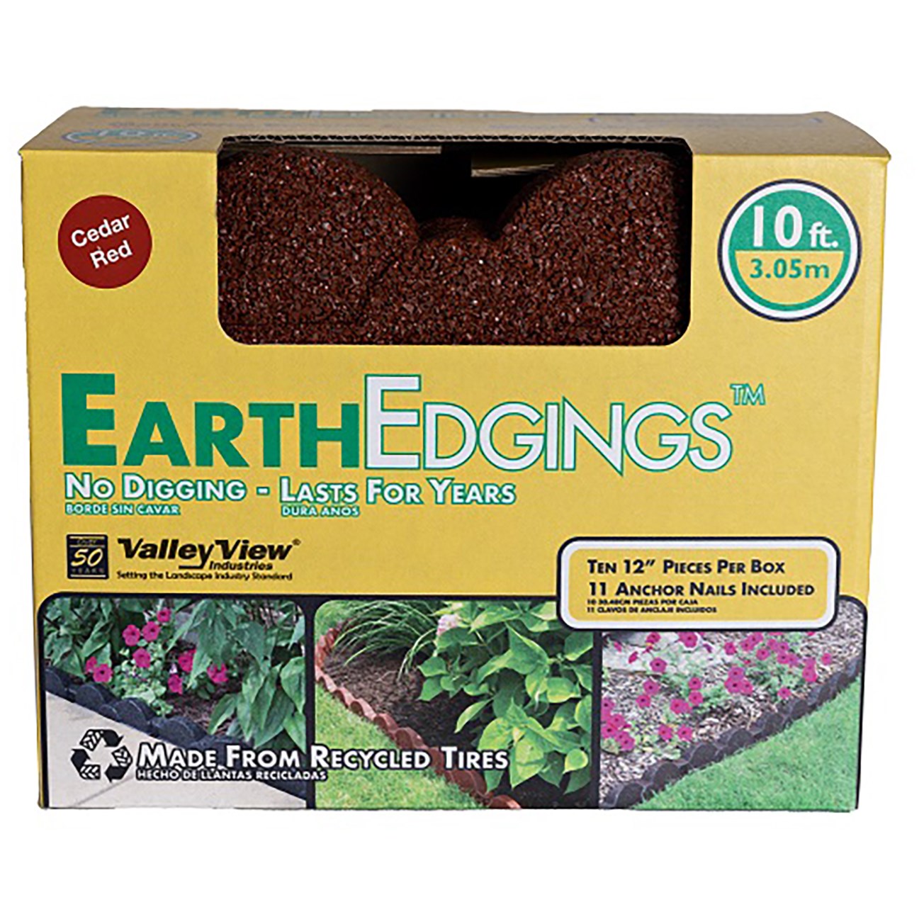 Valley View Earth Edge Rubber Edging Cedar Red — priced per each; minimum 2; multiples of 2
