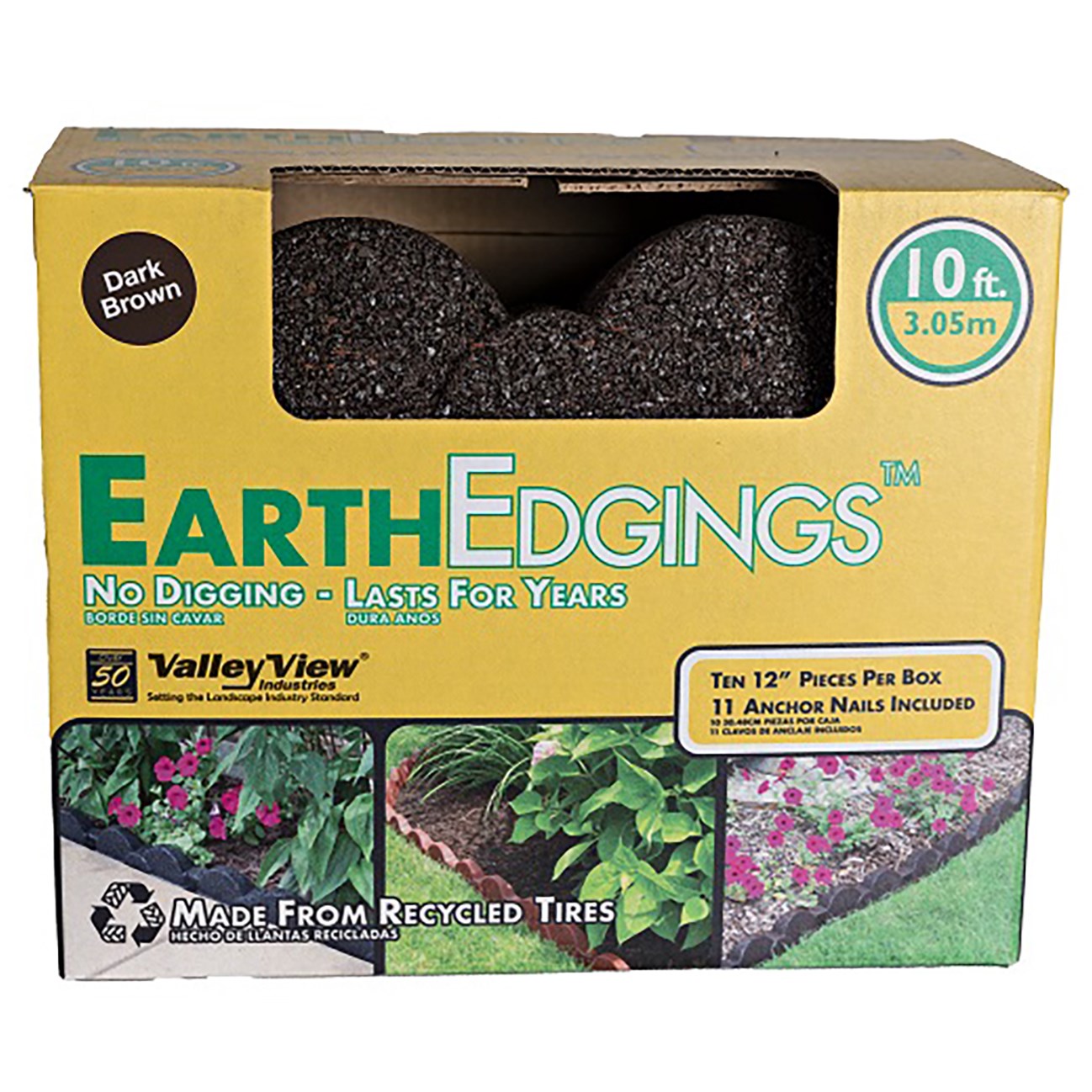 Valley View Earth Edge Rubber Edging Dark Brown — priced per each; minimum 2; multiples of 2