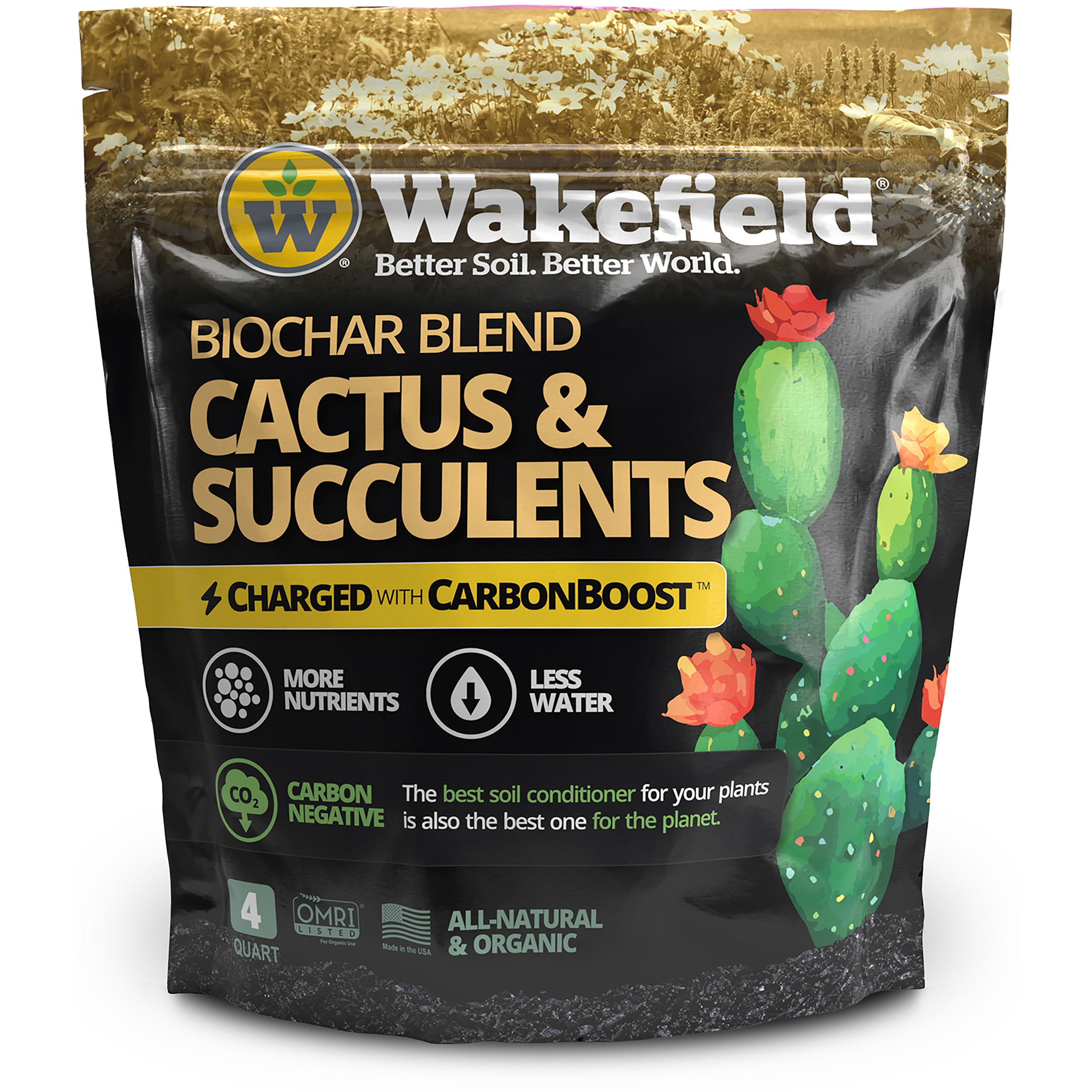 Wakefield 4qt Biochar Cactus Carbonboost — priced per each; minimum 6; multiples of 6