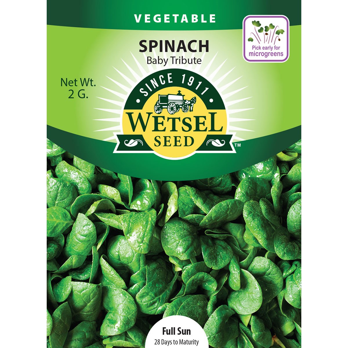 Spinach, Baby Tribute ( Microgreen ) 2 Grams — priced per each; minimum 5; multiples of 5
